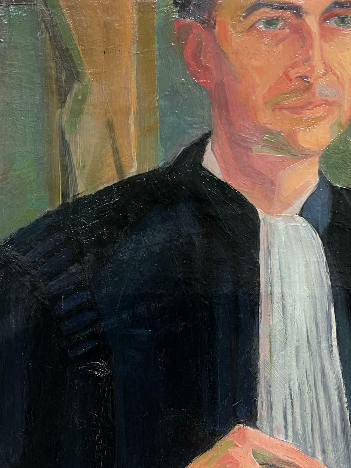 Denise Dardel190's French Post Impressionist Signed Oil Portrait Of Male French Priest1950 photo for sale