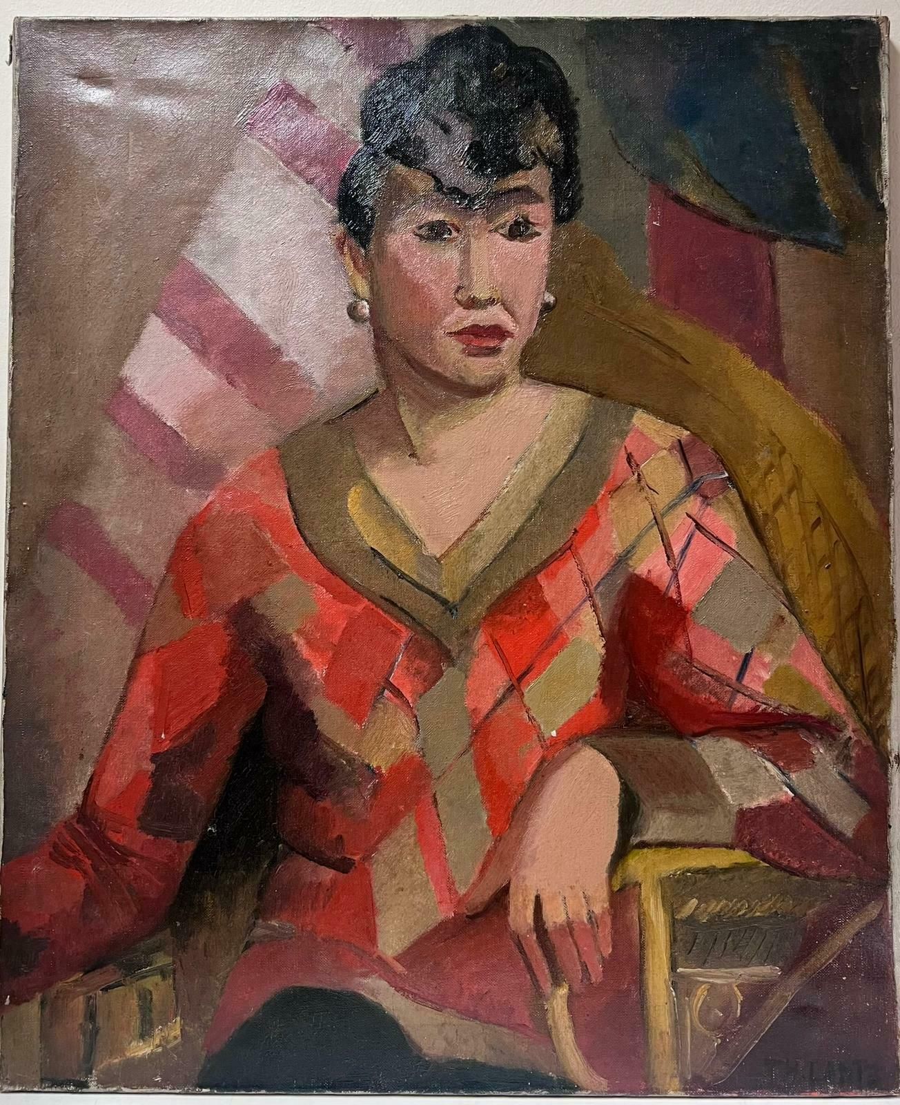 Fauvist 1920'santique French Fauvist 1920's Signed Oil Painting Portrait Of Fashionable Lady1920's photo furniture