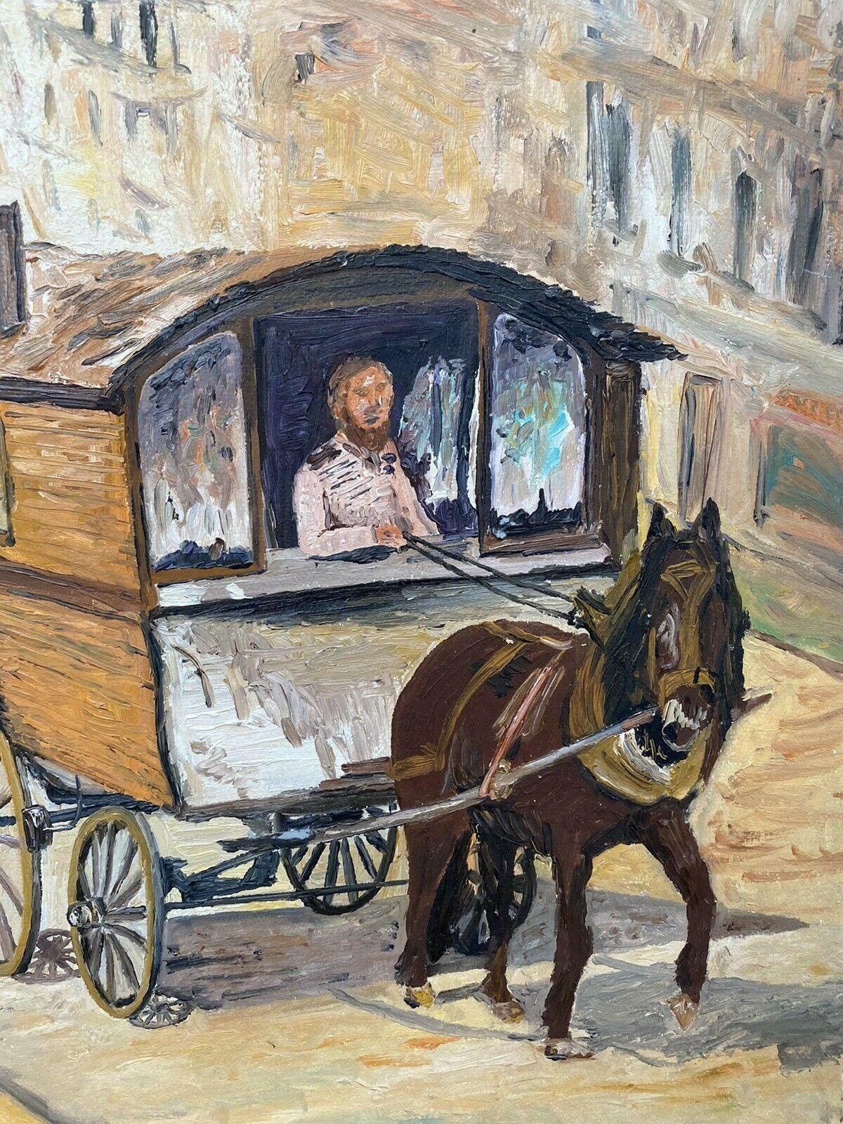 Fernand Audetfernand Audet (1923 2016) French Impressionist Oil   Horse Towing Caravanmid 20th Century photo furniture