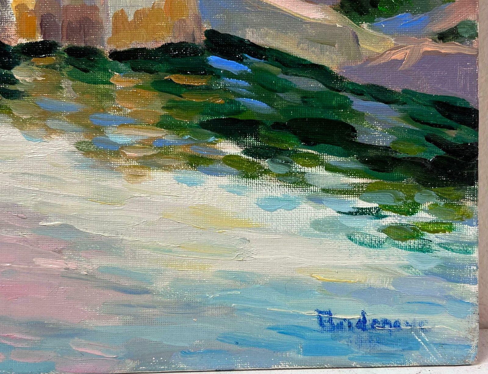 Georges Bordonovecontemporary French Impressionist Oil River With Stone Bridge South Of France photo for sale