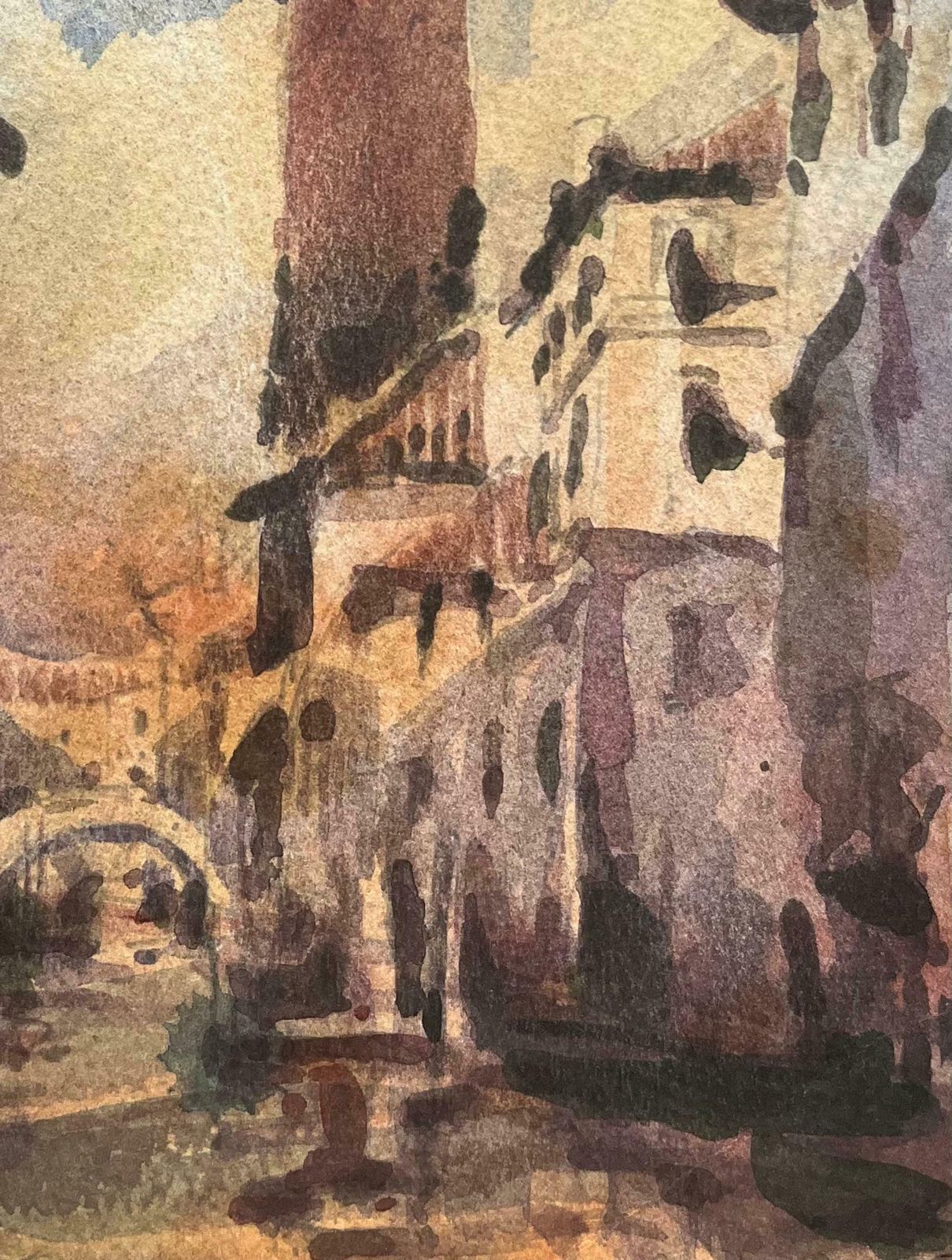 Maurice Mazeiliefrench Impressionist Watercolor Of Venetian Cityscape With Tower And Canal2013 photo Art
