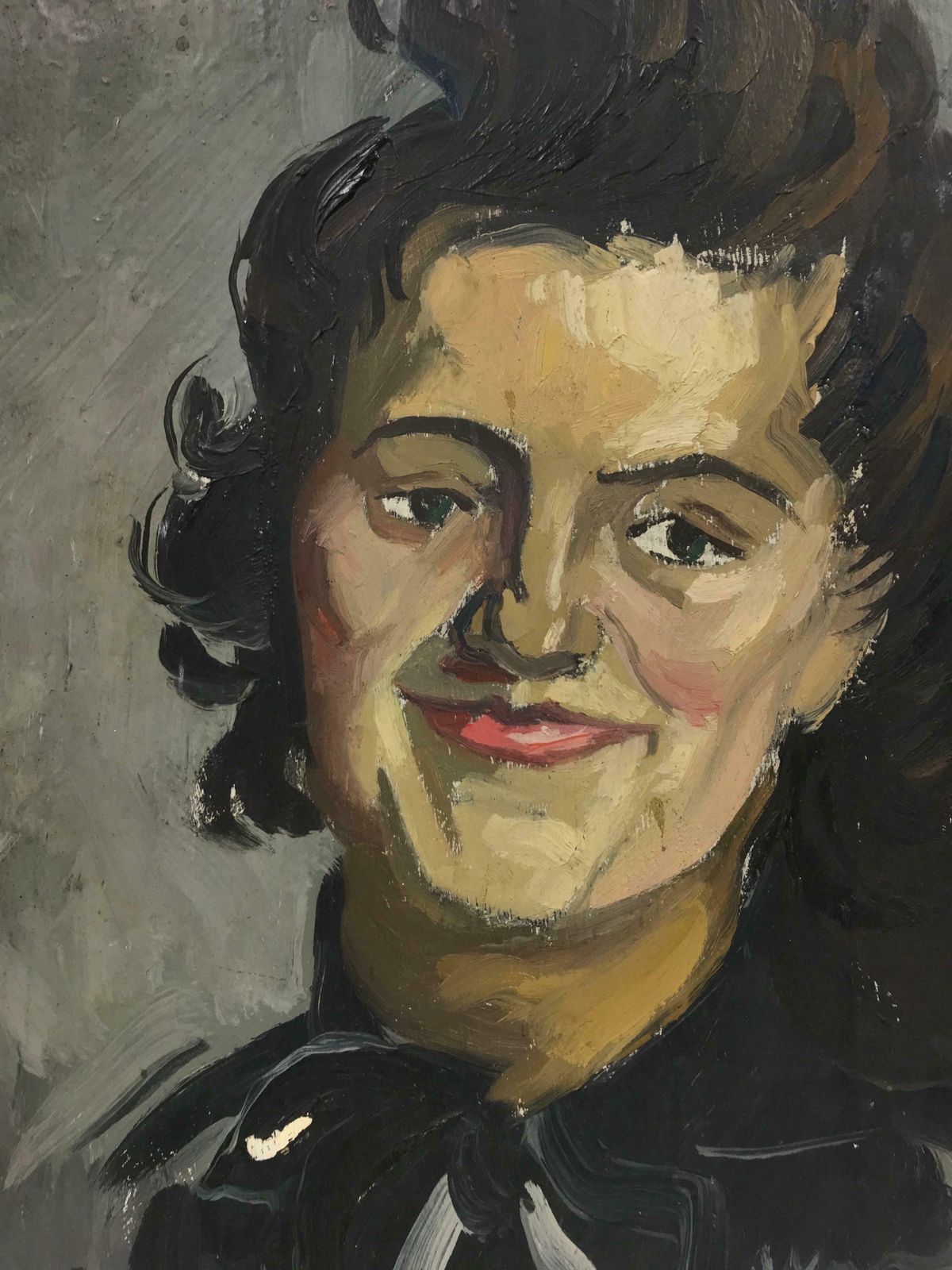 Claude Benard19400's French Impressionist Signed Oil Portrait Of Lady With Brown Hair1943 photo 7694.0