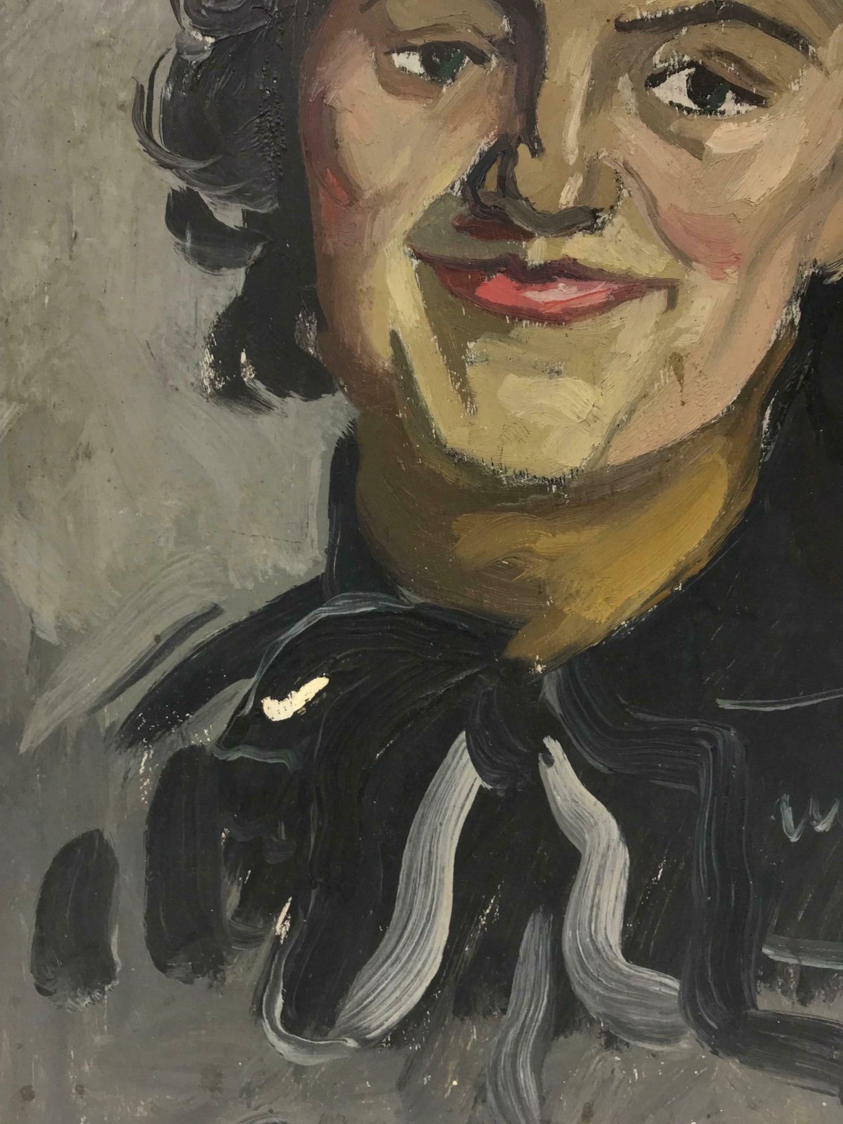 Claude Benard19400's French Impressionist Signed Oil Portrait Of Lady With Brown Hair1943 photo vinterior