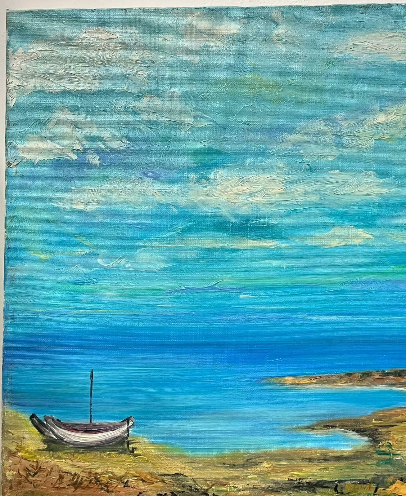 Lucien Gondretfrench Modernist Signed Oil Fishing Boats Brittany Coastline & White Houses photo 1180.0