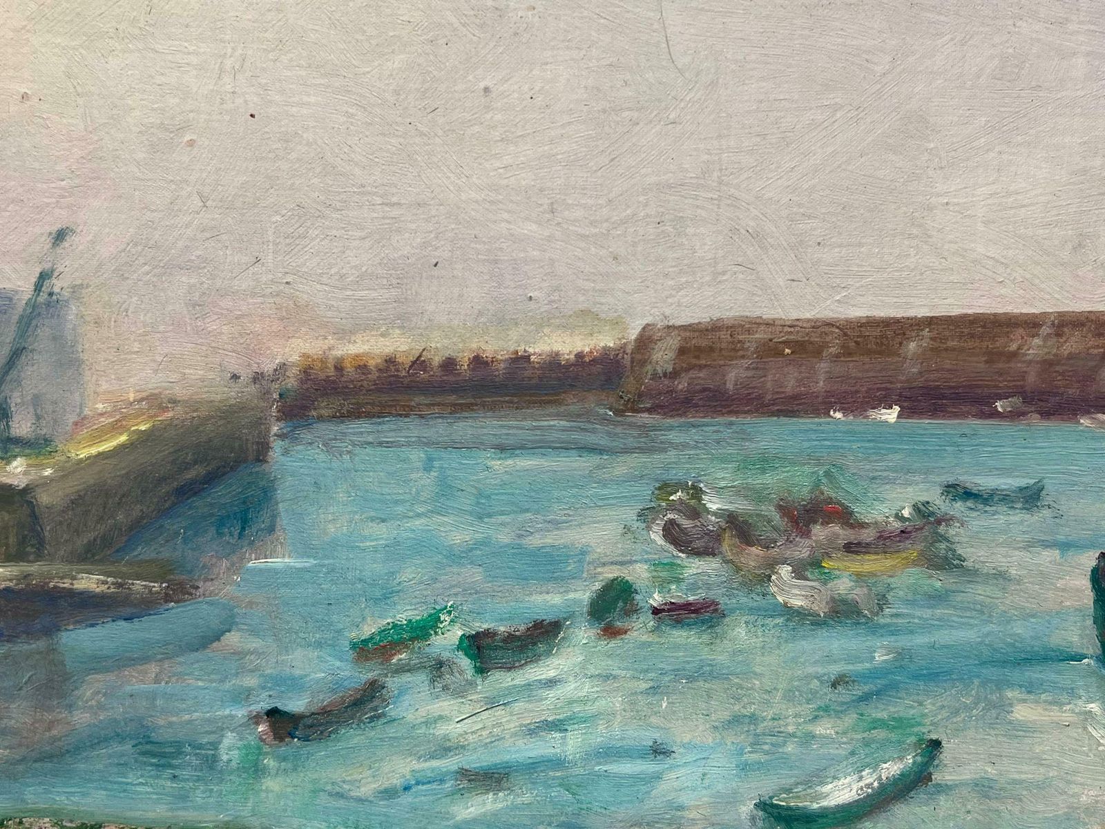 Regine Davidmid 20th Century French Post Impressionist Oil The Old Harbor1950's photo Art