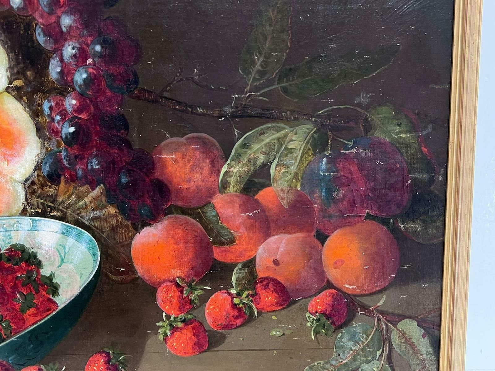 French Schoolantique French Still Life Strawberry Bowl Abundant Still Life Of Fruit Interior photo for sale