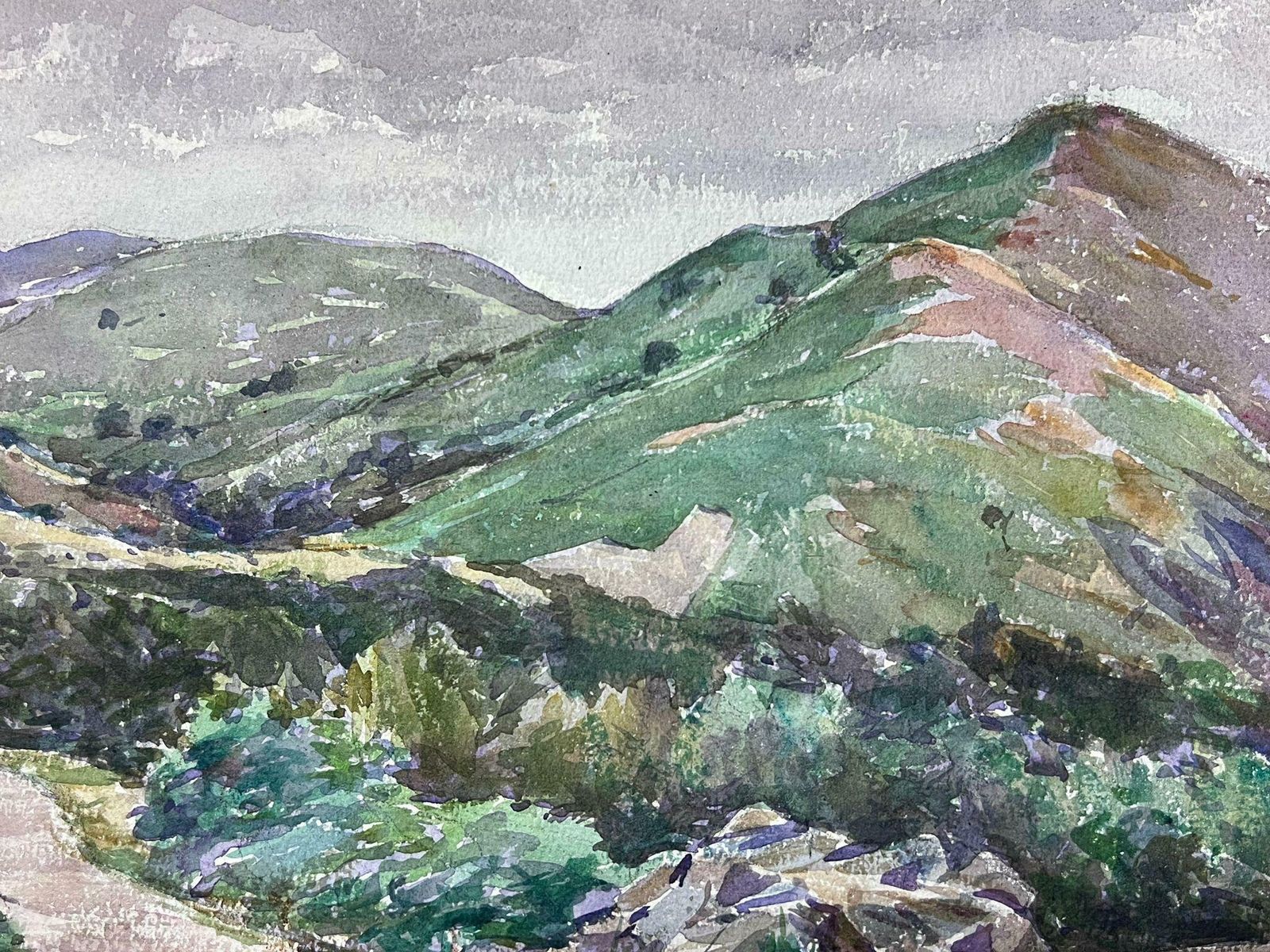 Louise Alix1930's French Impressionist Watercolour Green Mountain Path Landscape1940's photo 610.0