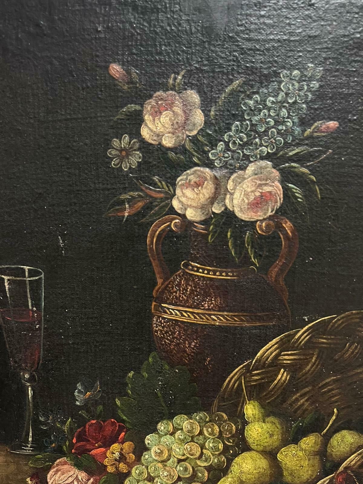 Unknownhuge 18th Century Italian Old Master Oil Painting Still Life Fruit In Basket18th Century photo Art