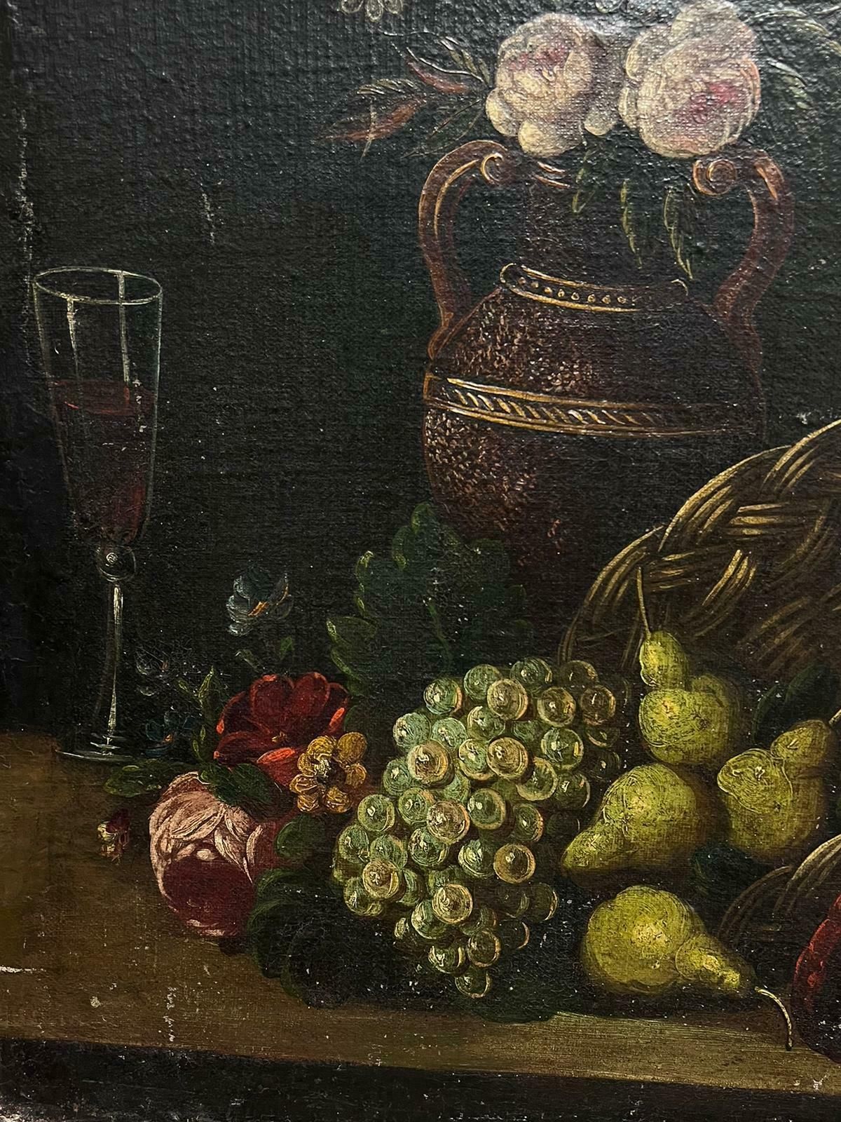 Unknownhuge 18th Century Italian Old Master Oil Painting Still Life Fruit In Basket18th Century photo vinterior