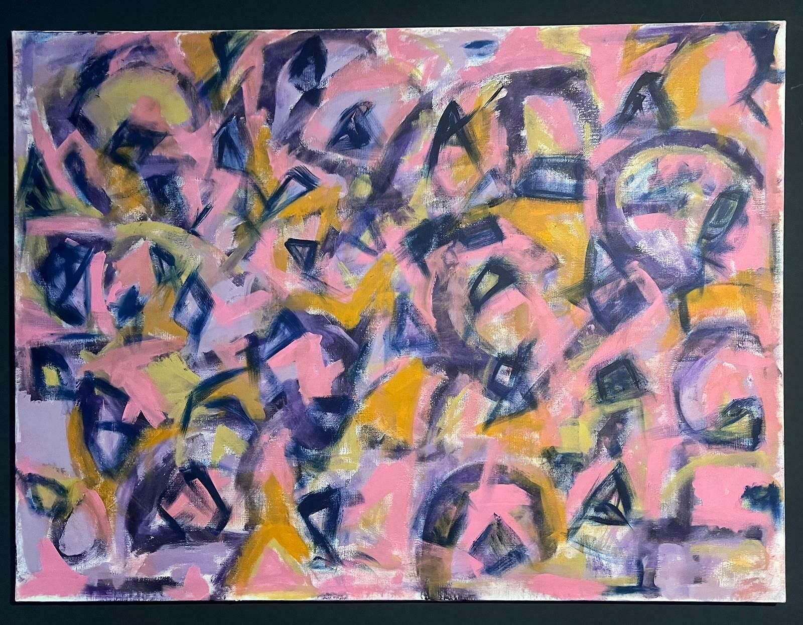 Sally Bradshawhuge Pink Purple And Orange Abstract Expressionist Painting Contemporary Britishc.2023 photo furniture