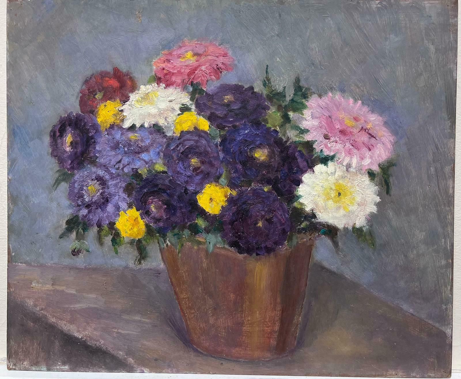 Louise Alixmid 20th Century French Impressionist Oil Still Life Of Flowers Female Artist1940's photo furniture