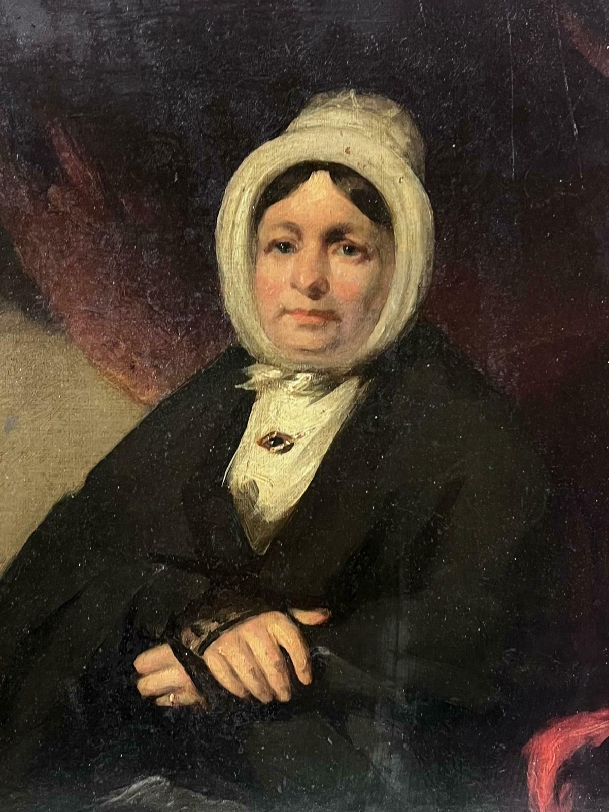 English Victorian Oil Mid Victorian Portrait Of A Lady Seated In A Chair Original 19th Century Oil C. 1850's photo for sale