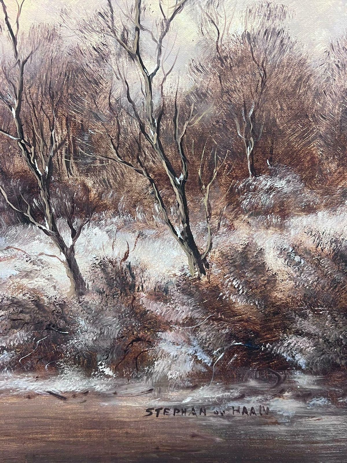 Dutch Artistclassical Dutch Winter Scene Figures Large Oil Painting Signed & Gilt Framed1950's photo 1547.0