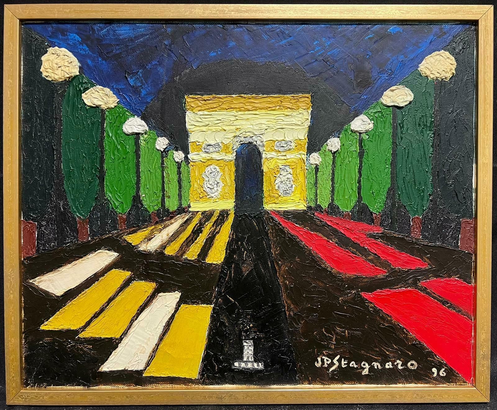 Jean Pierre Stagnarothe Arc De Triomphe By Night 1990's French Modernist Thickly Painted Oil 1996 photo furniture
