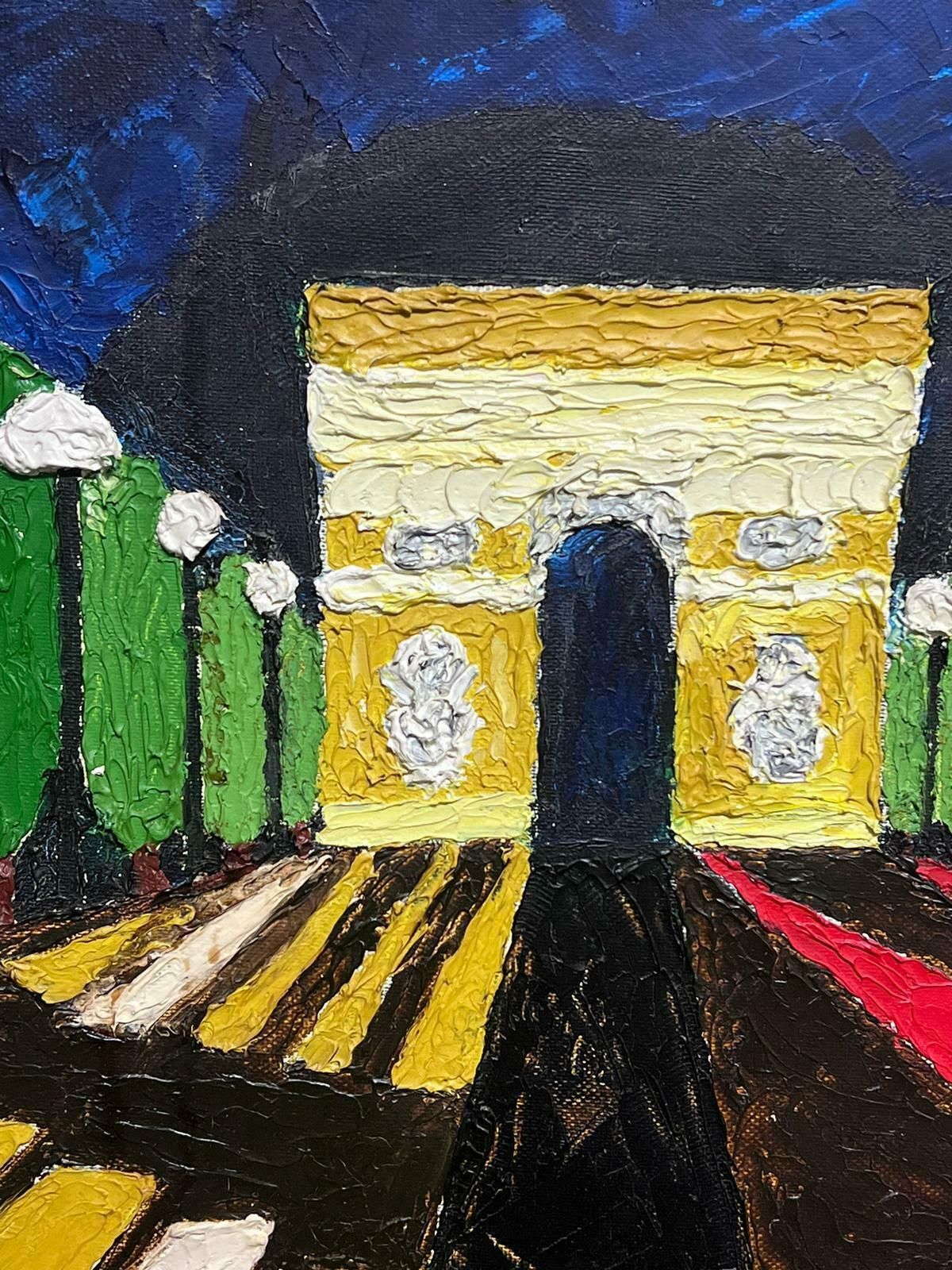 Jean Pierre Stagnarothe Arc De Triomphe By Night 1990's French Modernist Thickly Painted Oil 1996 photo vinterior