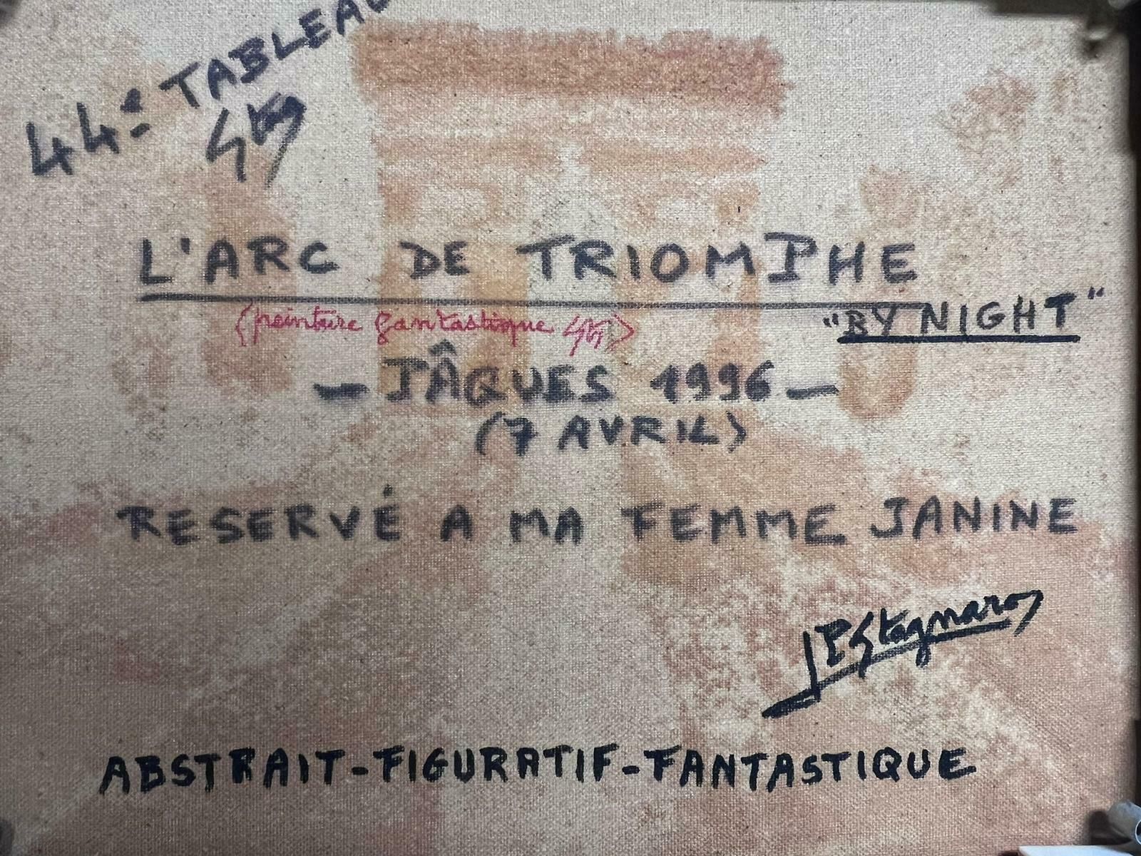 Jean Pierre Stagnarothe Arc De Triomphe By Night 1990's French Modernist Thickly Painted Oil 1996 photo buy