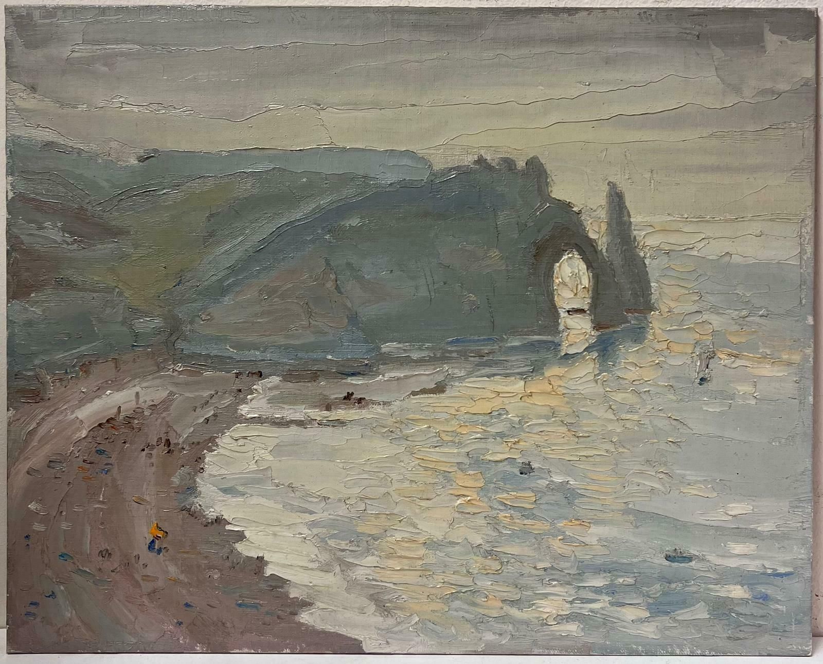 Georges Bordonove1970's French Impressionist Oil Etretat Normandy Coastline Seascape Signed Oil 1970 photo furniture