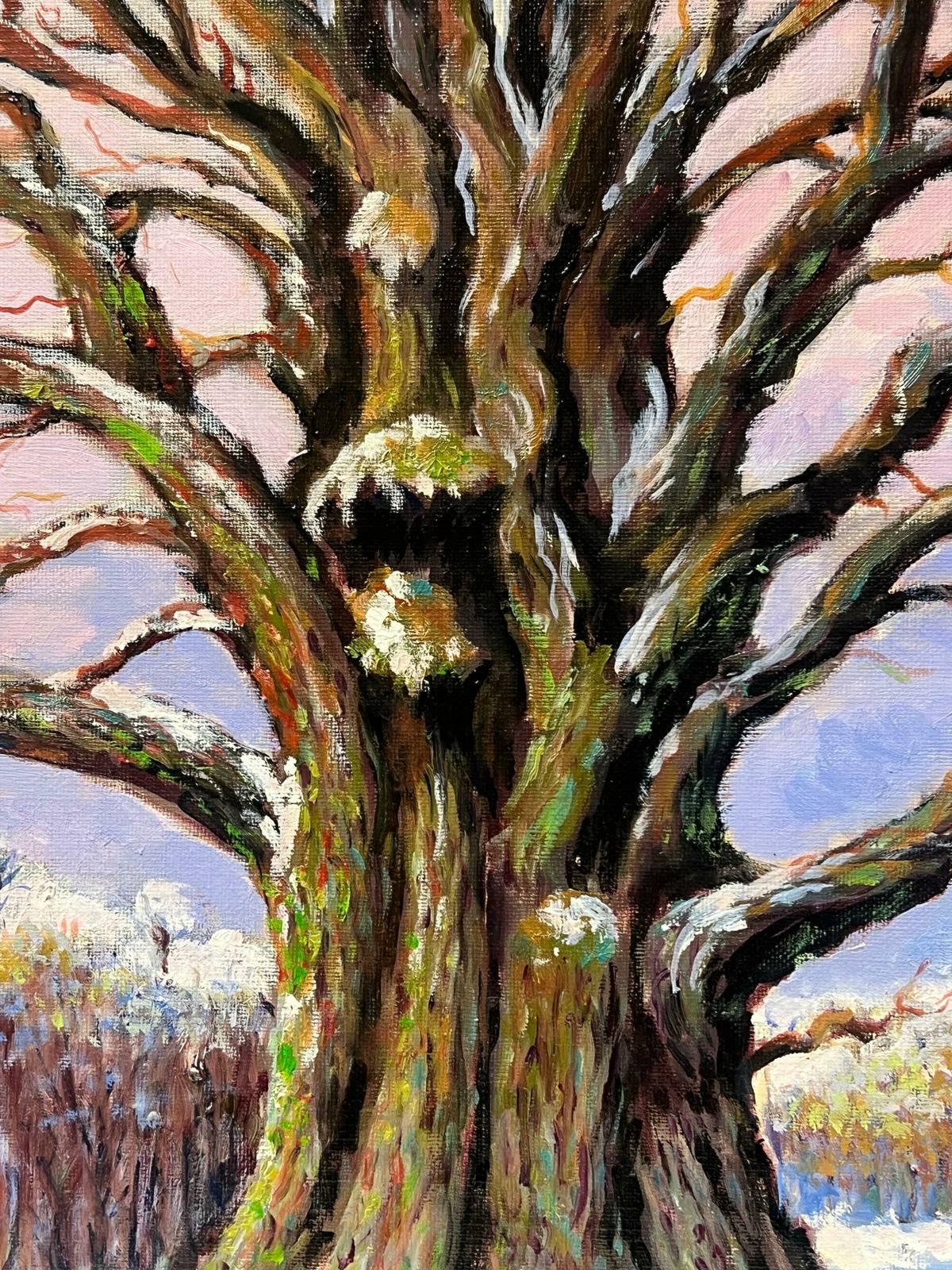Georges Bordonovelarge French Post Impressionist Oil Painting Ancient Tree Winter Snow Landscape photo buy