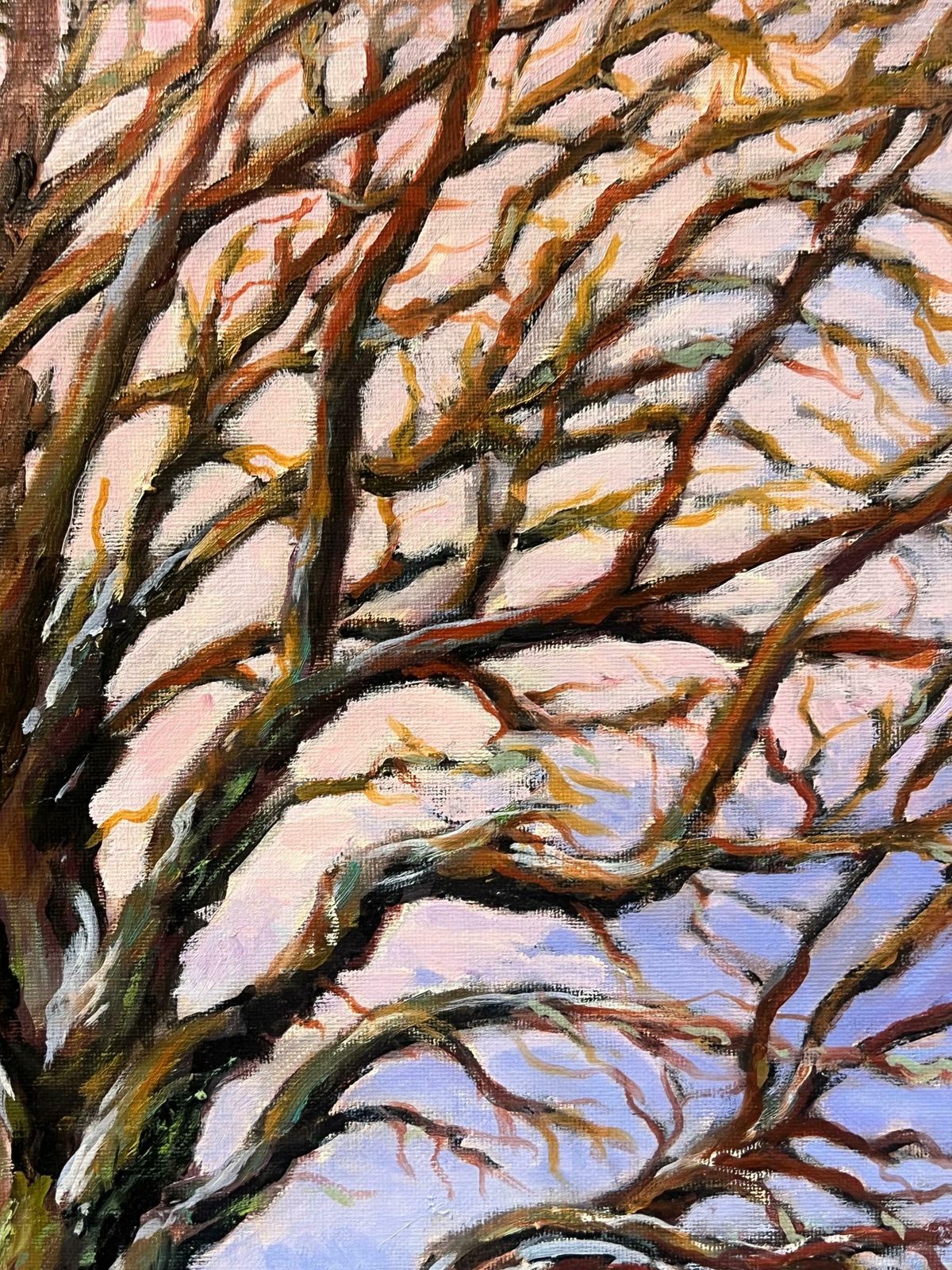 photo for sale Georges Bordonovelarge French Post Impressionist Oil Painting Ancient Tree Winter Snow Landscape