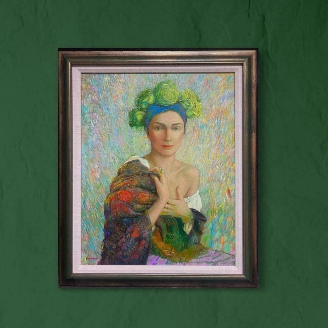 Russian Contemporaryfine Russian Symbolist Signed Oil Painting Portrait Of Young Lady With Headpiece2000 photo furniture