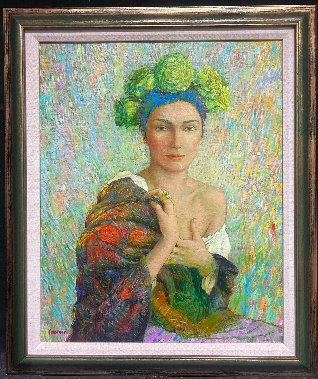Art Russian Contemporaryfine Russian Symbolist Signed Oil Painting Portrait Of Young Lady With Headpiece2000 photo