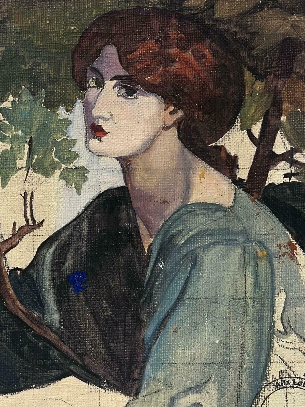Louise Alixmid 20th Century French Oil Pre Raphaelite Portrait Of A Lady1940's photo 610.0