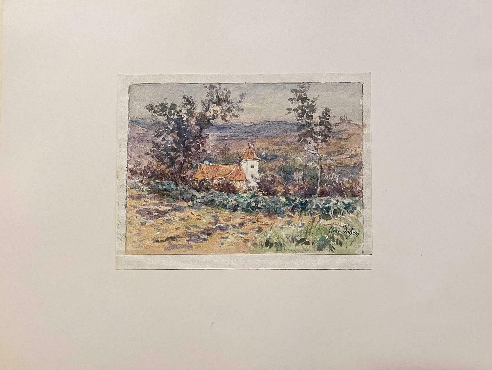 Henri Aime Duhemfine Antique French Impressionist Painting Landscape Chateau Farmhouse In Fields photo furniture