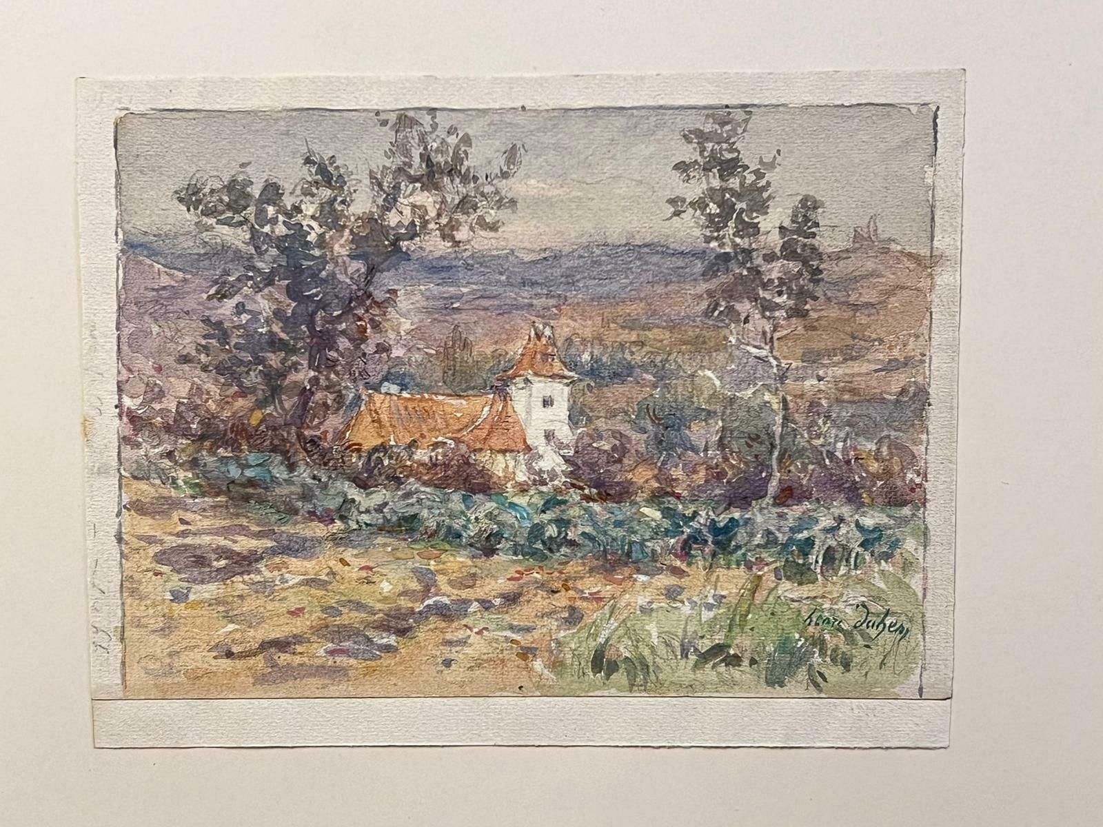 Henri Aime Duhemfine Antique French Impressionist Painting Landscape Chateau Farmhouse In Fields photo Art