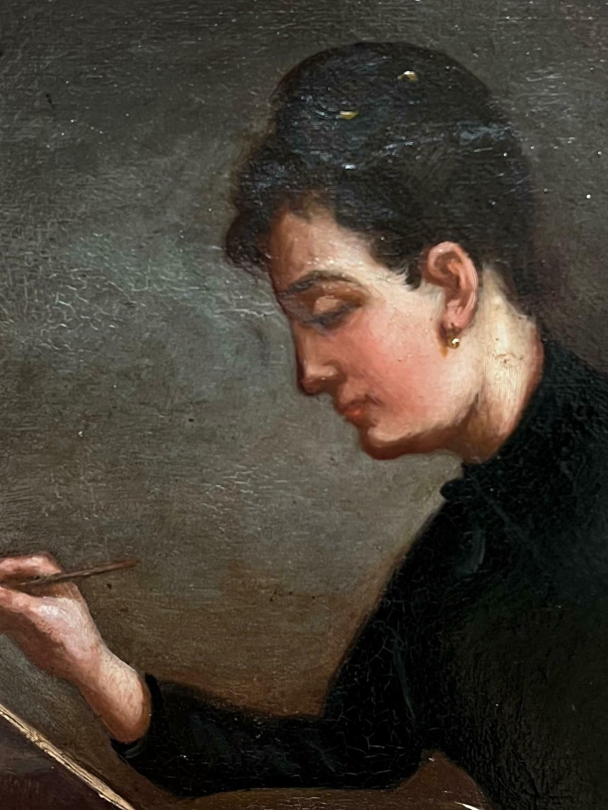 French Schoolearly 20th Century French Signed Oil Painting Female Artist Painting At Easel photo for sale