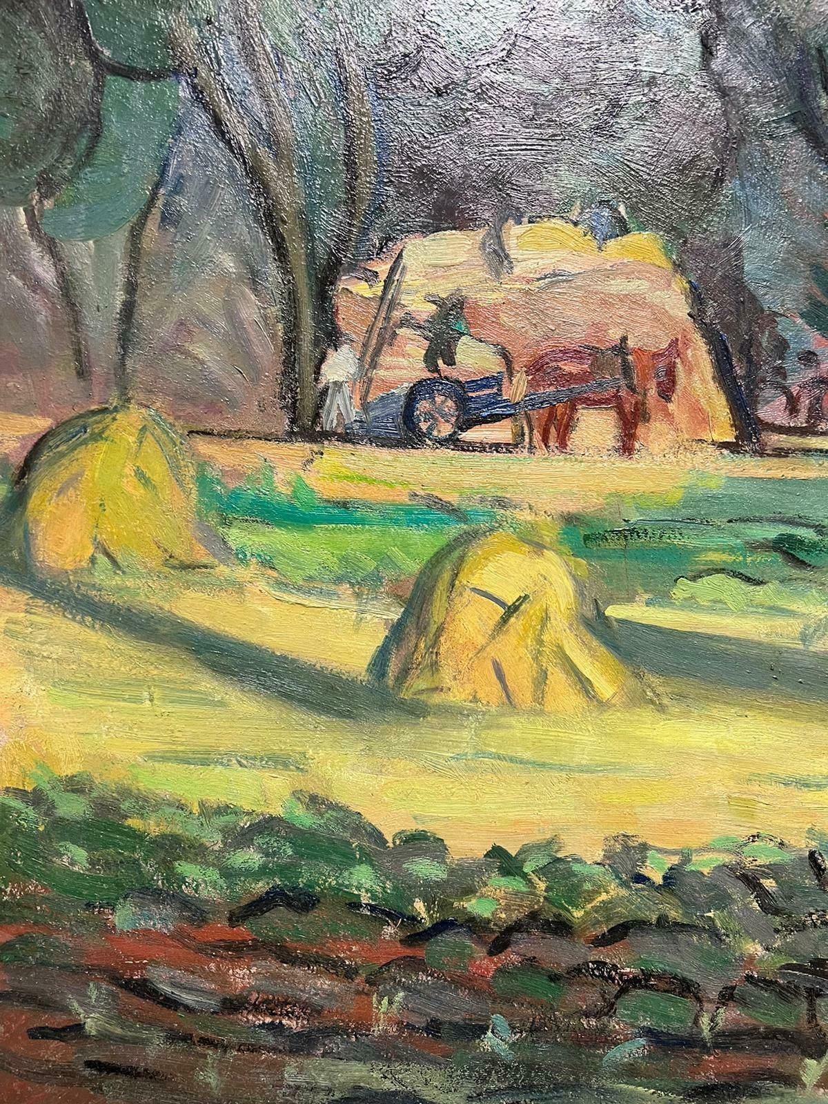 Marguerite Lacroux1950's Century French Post Impressionist Signed Oil Green Fields With Harvest1950's photo vinterior