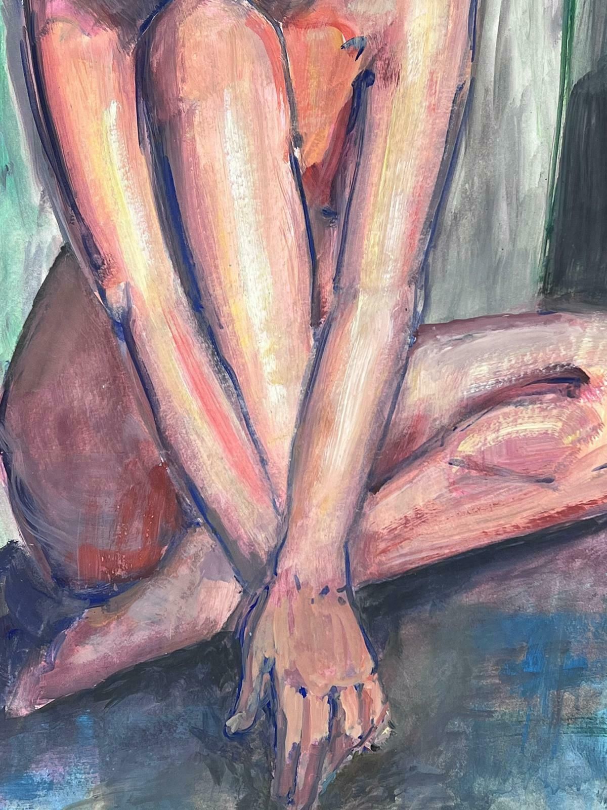 French Modernistreclining Nude Lady Model 1970's French Modernist Painting Provence Collection1970's photo for sale
