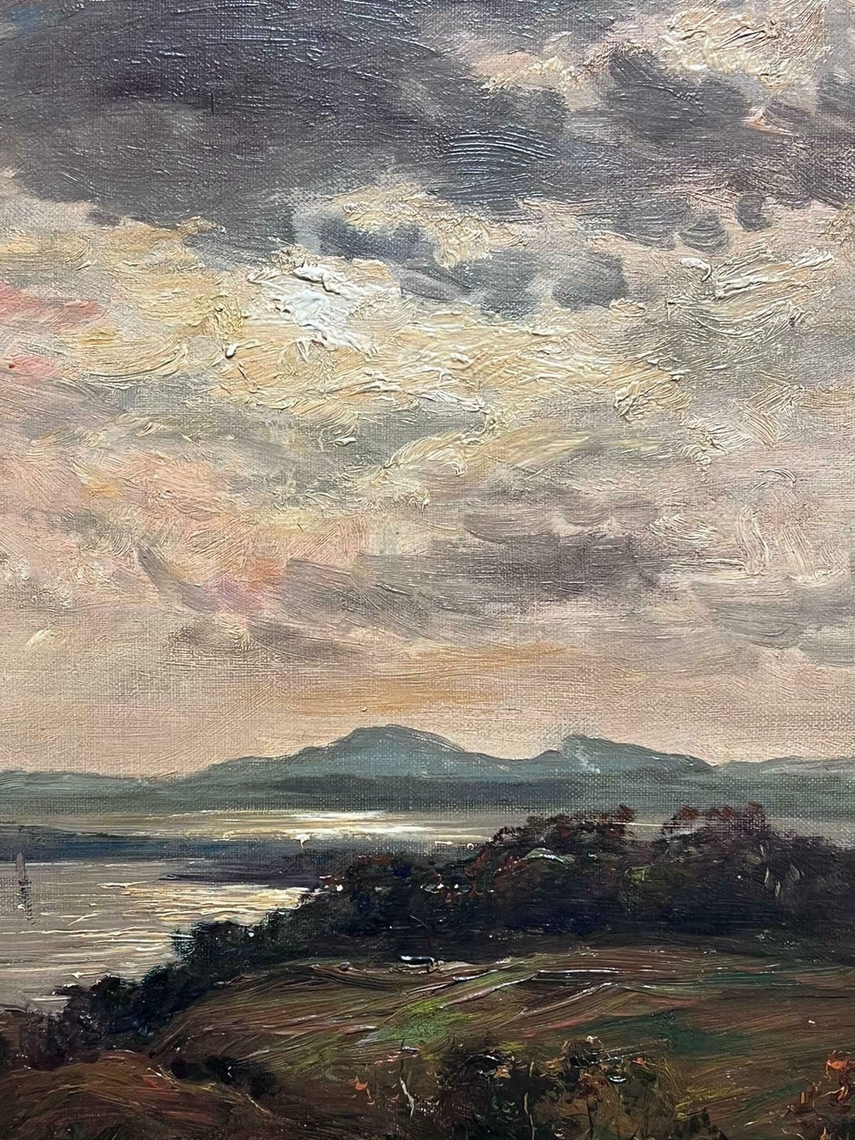 John Hamilton Glasssigned Victorian Scottish Oil Painting Atmospheric Loch Scene At Dusk photo Art