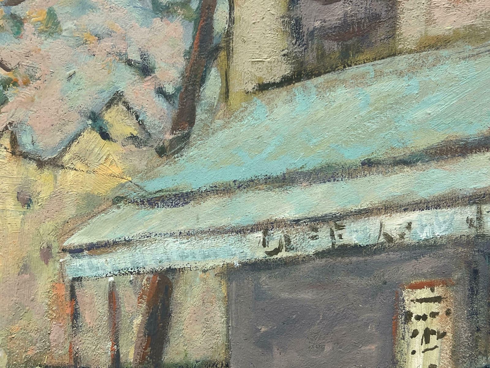 Fanch Lelfigures Sat In A Mellow Outdoor Café Scene Impressionist Oil Painting20th Century photo Art