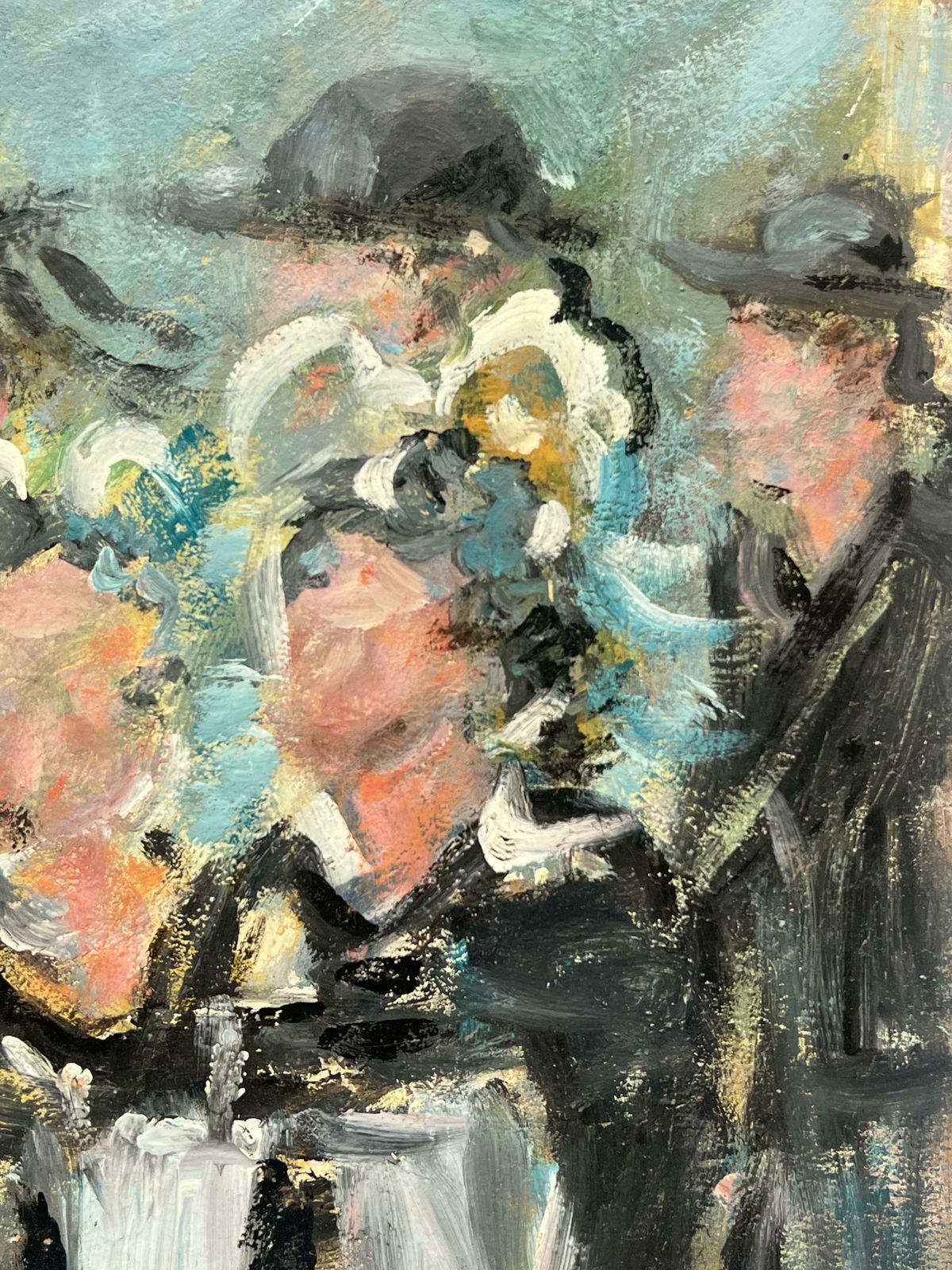 Fanch Lelcharming French Impressionist Oil Painting For Maids In Uniforms At A Gathering20th Century photo for sale
