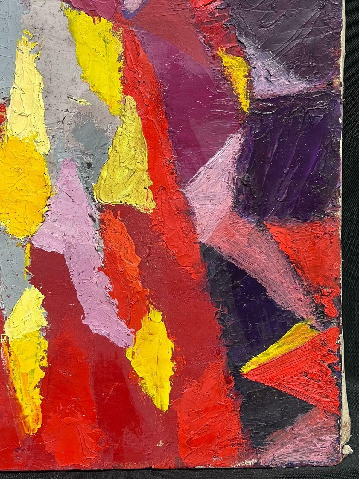 French Cubist 1950'slarge Mid 20th Century French Cubist Thick Impasto Oil Painting Abstract Shapes1950's photo for sale
