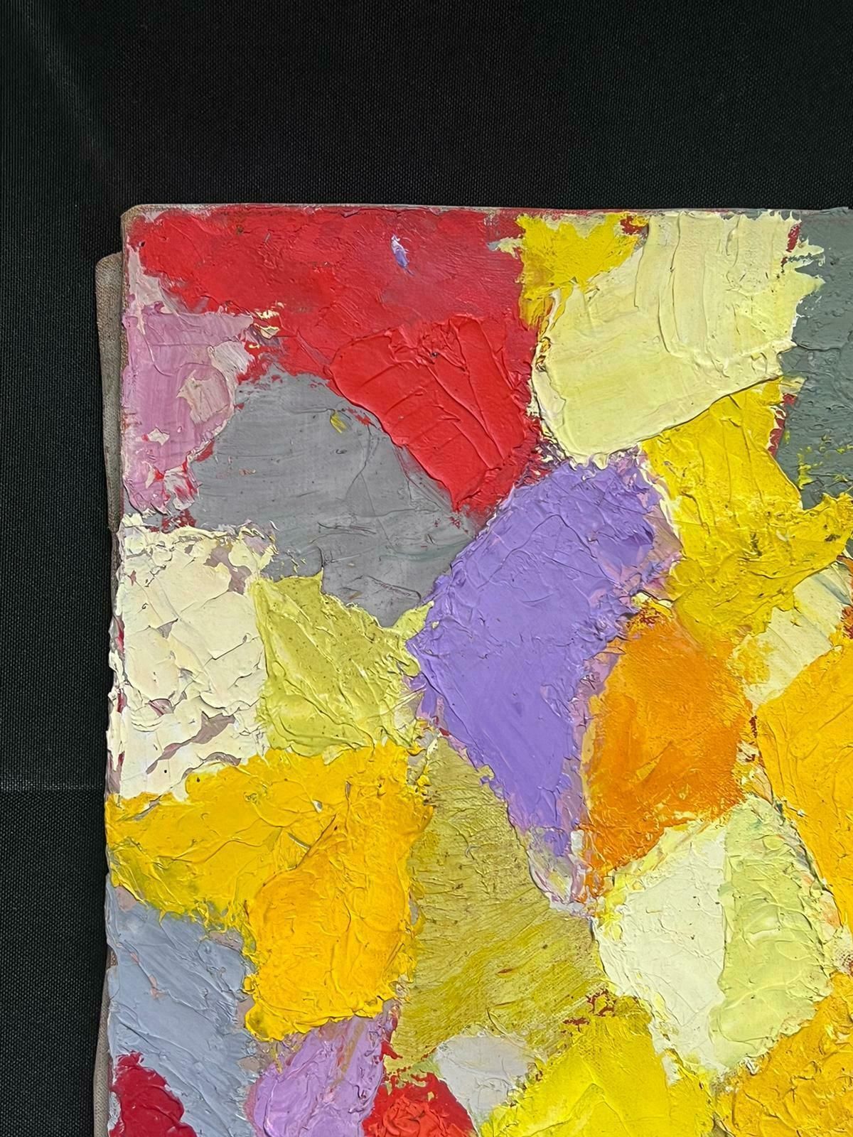 French Cubist 1950'slarge Mid 20th Century French Cubist Thick Impasto Oil Painting Abstract Shapes1950's photo 1641.0