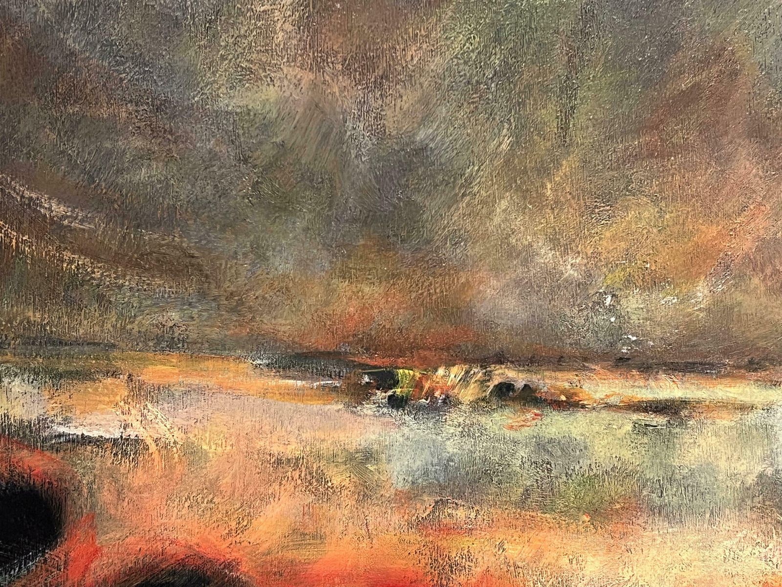 Gerard Guegueniatfrench Abstract Expressionist Signed Oil Blur Of Colors Sunset Coastal Sky photo Art