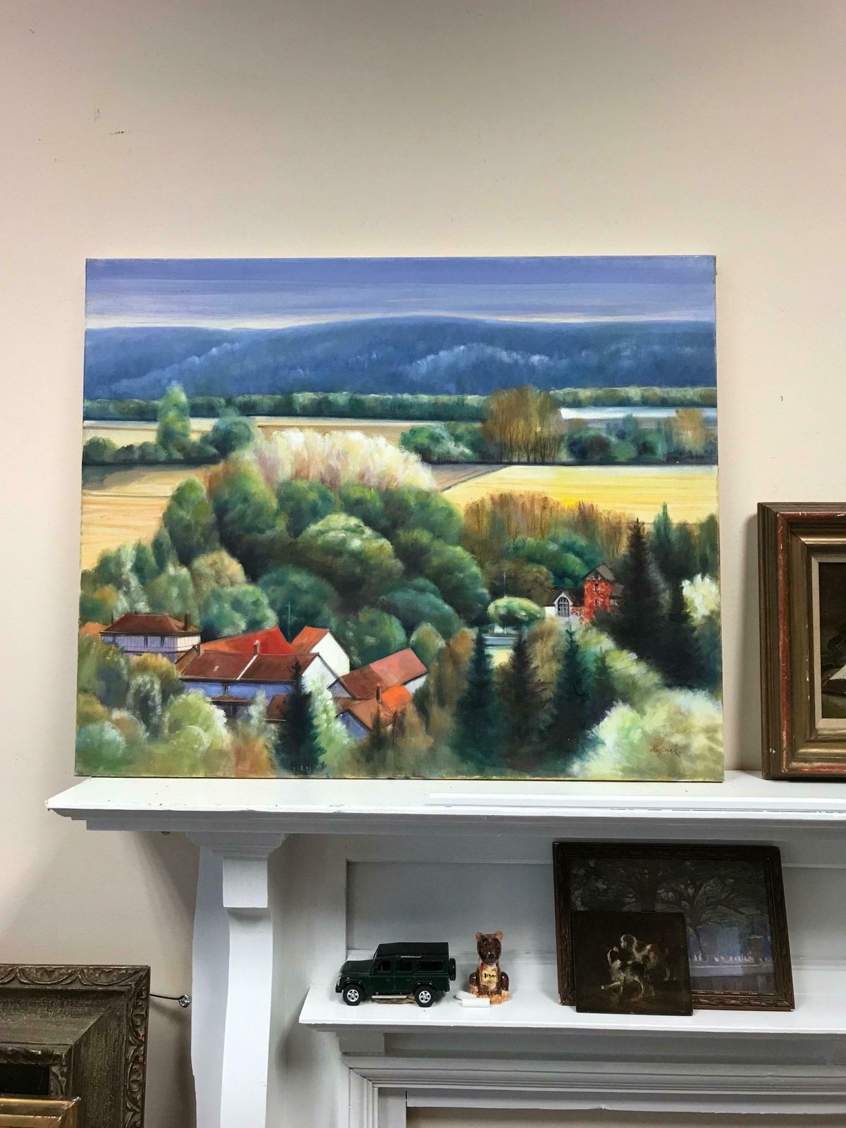 French Schoollarge French Contemporary Oil Painting Monet's Giverny Landscape, Signed Titled photo furniture
