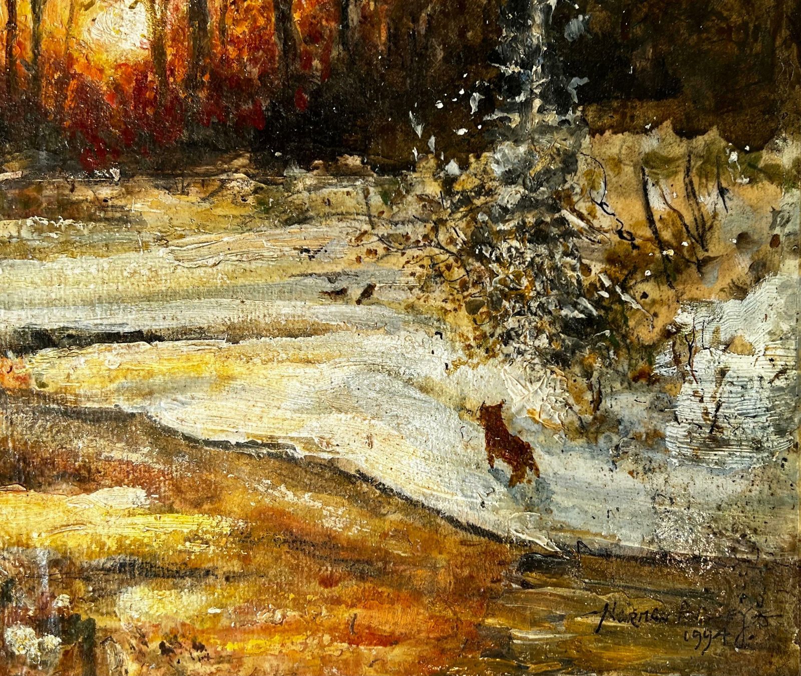 Norman A Olleysnowy Woodland Sun Rise With Observant An Small Fox photo Art
