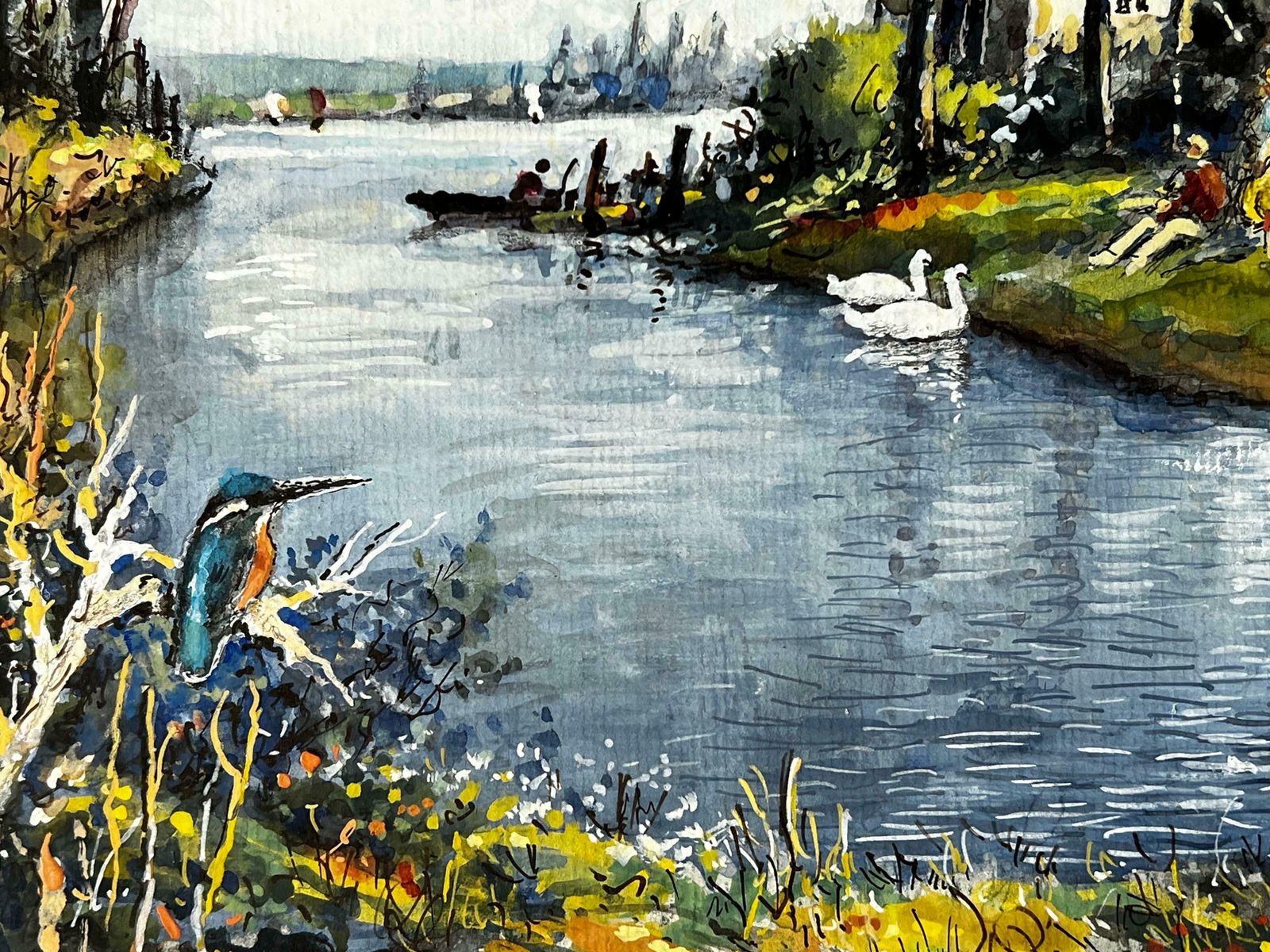 Norman A Olleya Peaceful Afternoon With Swans By An Old Cottage Mill photo vinterior