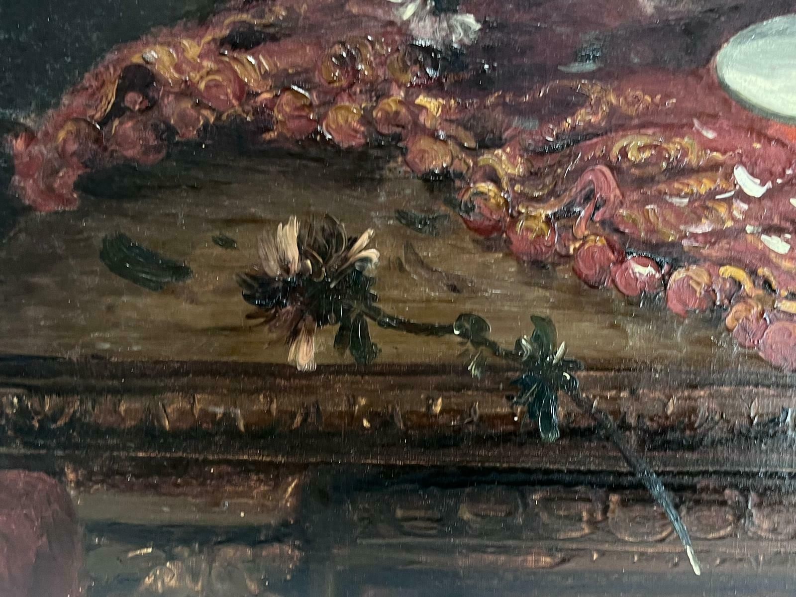 Alfred Roubyfine 19th Century French Flower Oil Painting Large Canvas Major Listed Artist photo for sale