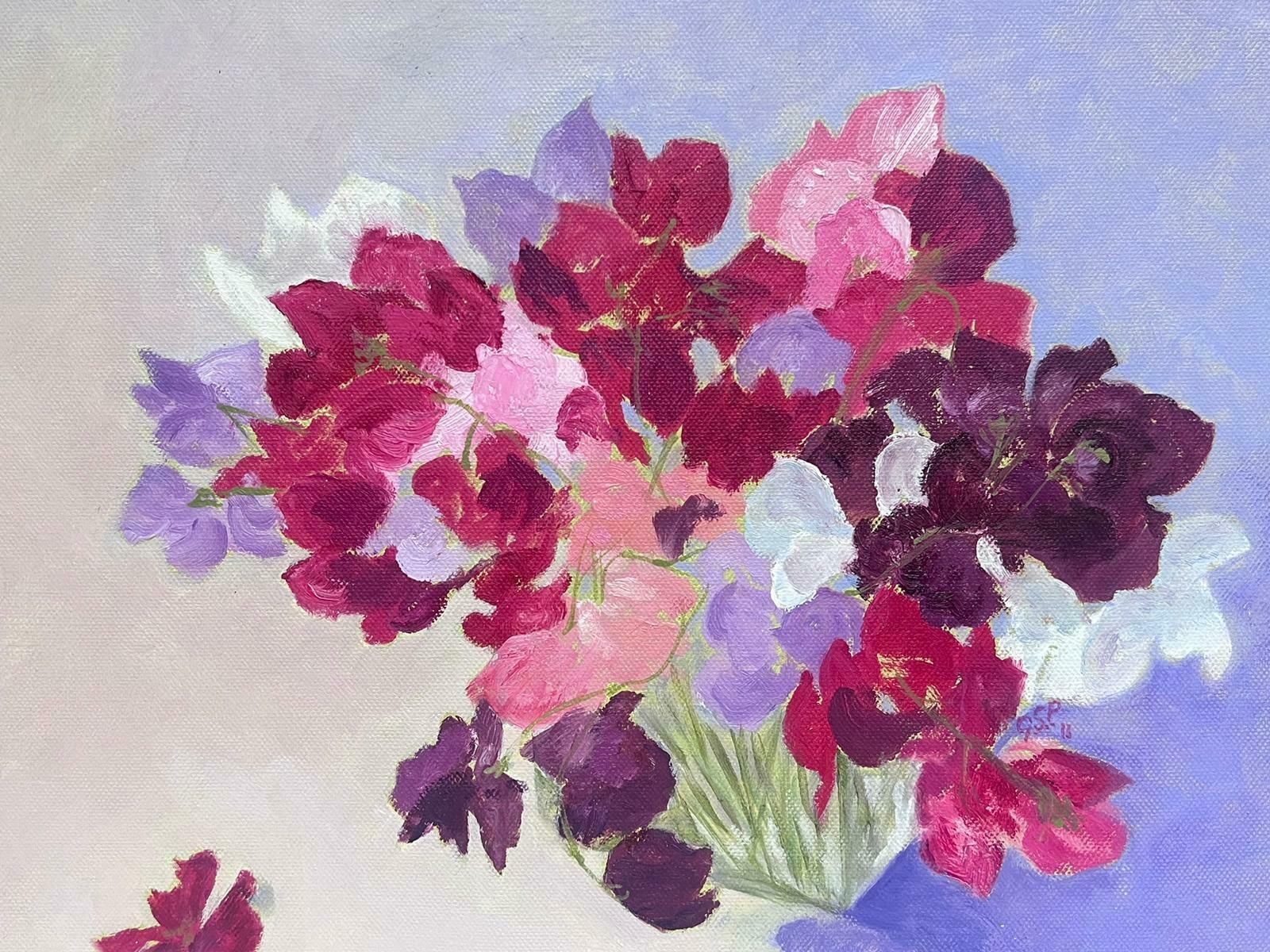 Geza Somerset Paddonsweet Pea Flowers Original British Impressionist Oil Painting 20th Century2011 photo Art