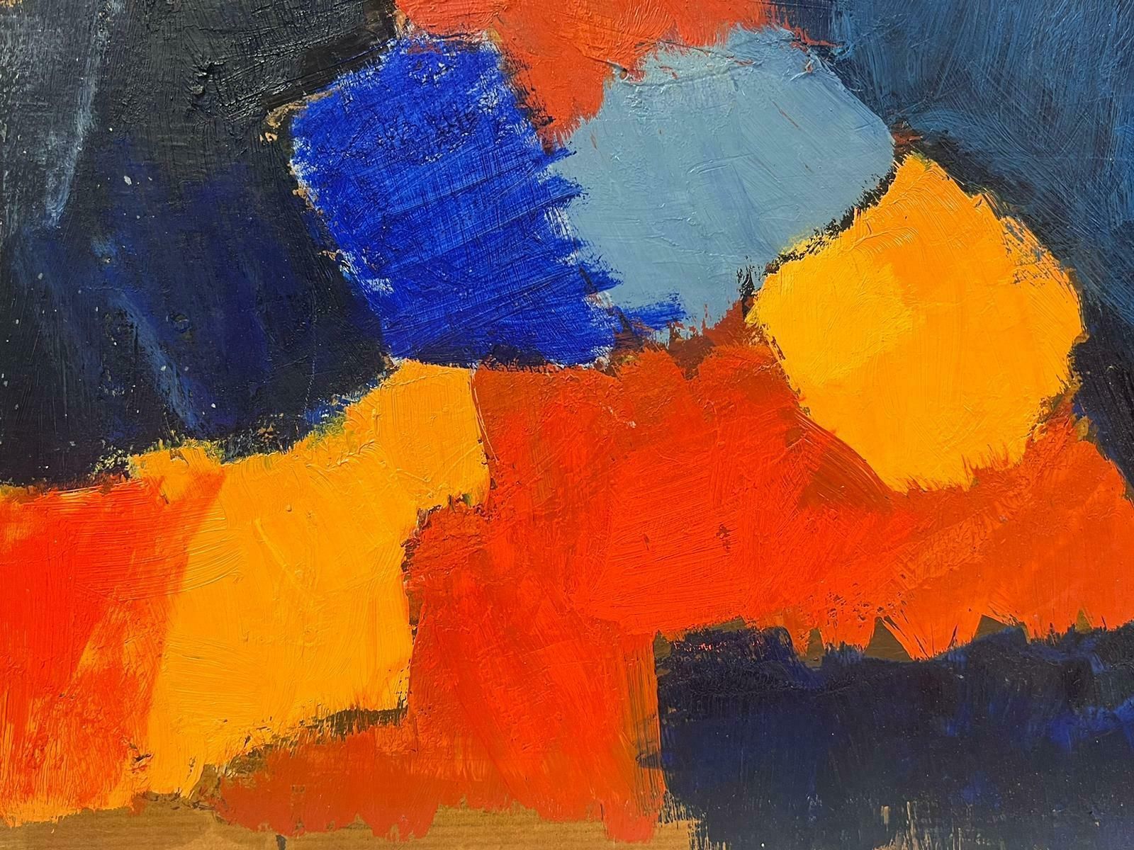 Elisabeth Hahn20th Century German Modernist Oil Painting Blue Orange And Yellow Abstract20th Century photo for sale