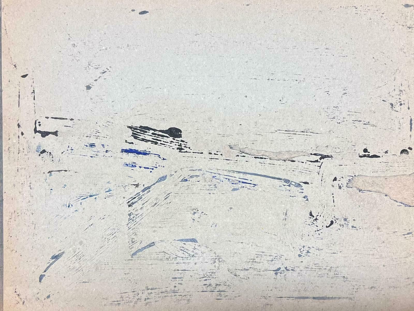 Elisabeth Hahn20th Century German Modernist Oil Painting Black Grey White And Blue Abstract20th Century photo Art