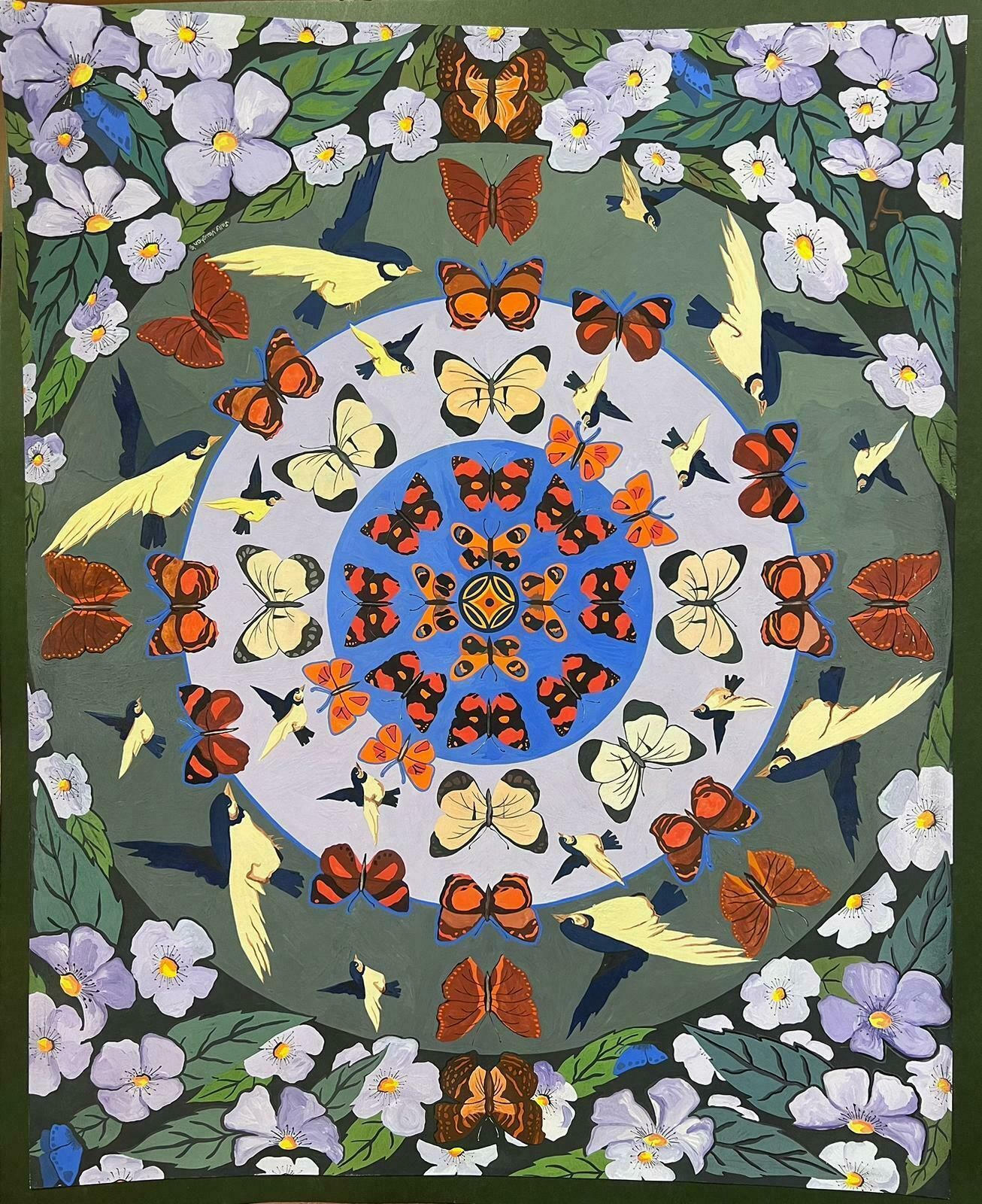 Sally Vaughancontemporary British Original Painting Butterfly Reflections Wallpaper Design1990 photo furniture