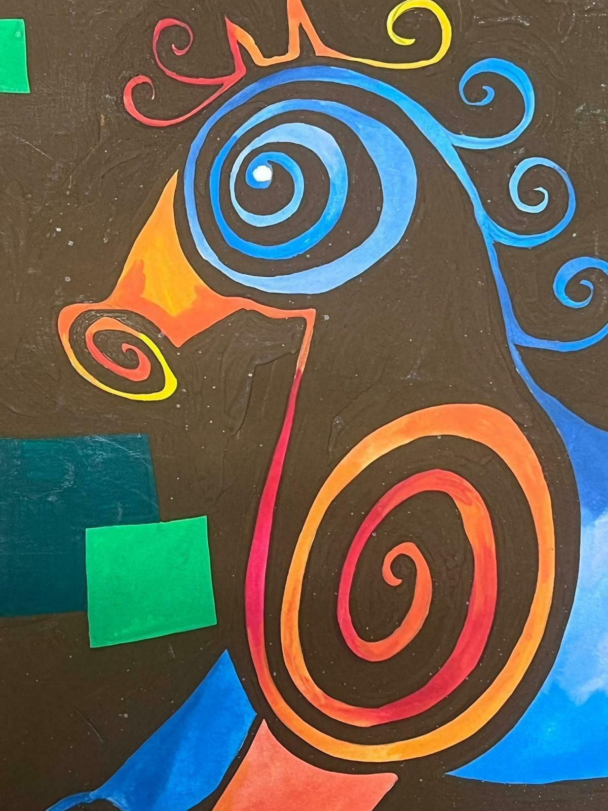 Sally Vaughancontemporary British Abstract Original Painting Wacky Sea Horse1990 photo for sale