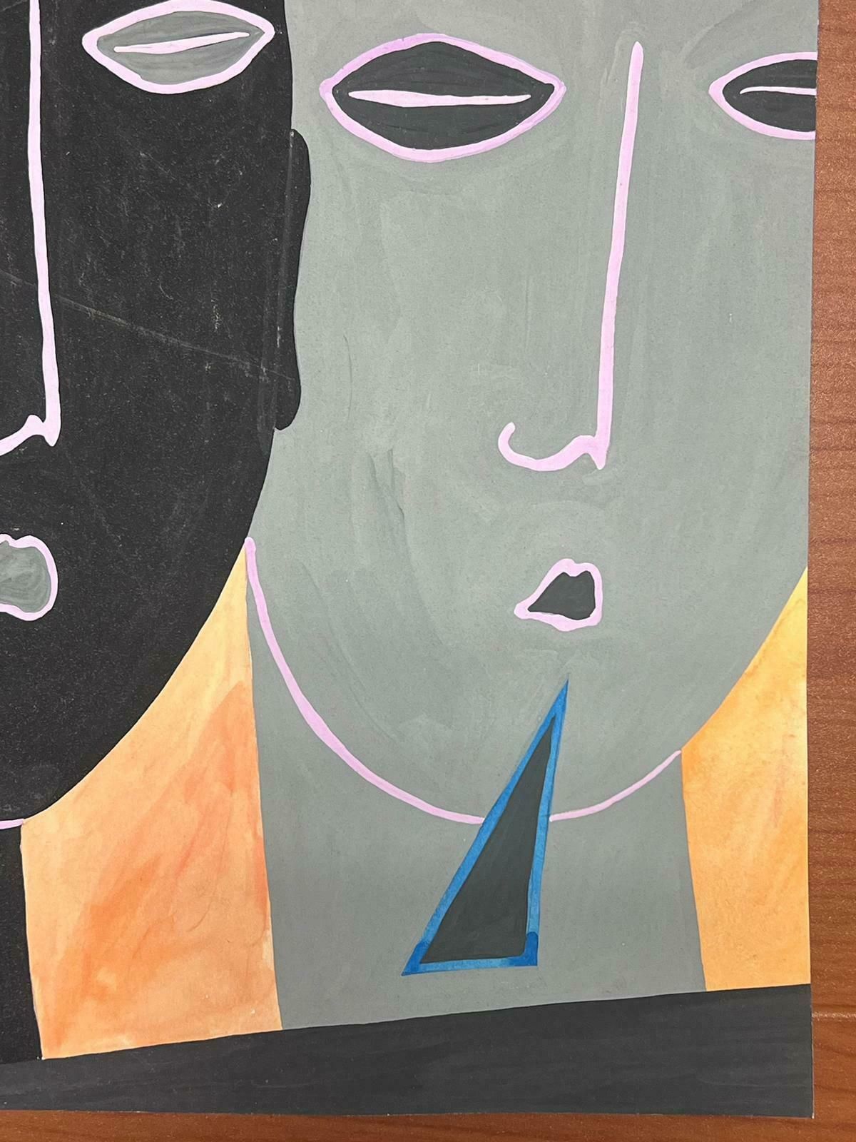 Sally Vaughancontemporary British Abstract Original Painting Surrealist Head Portraits1990 photo for sale