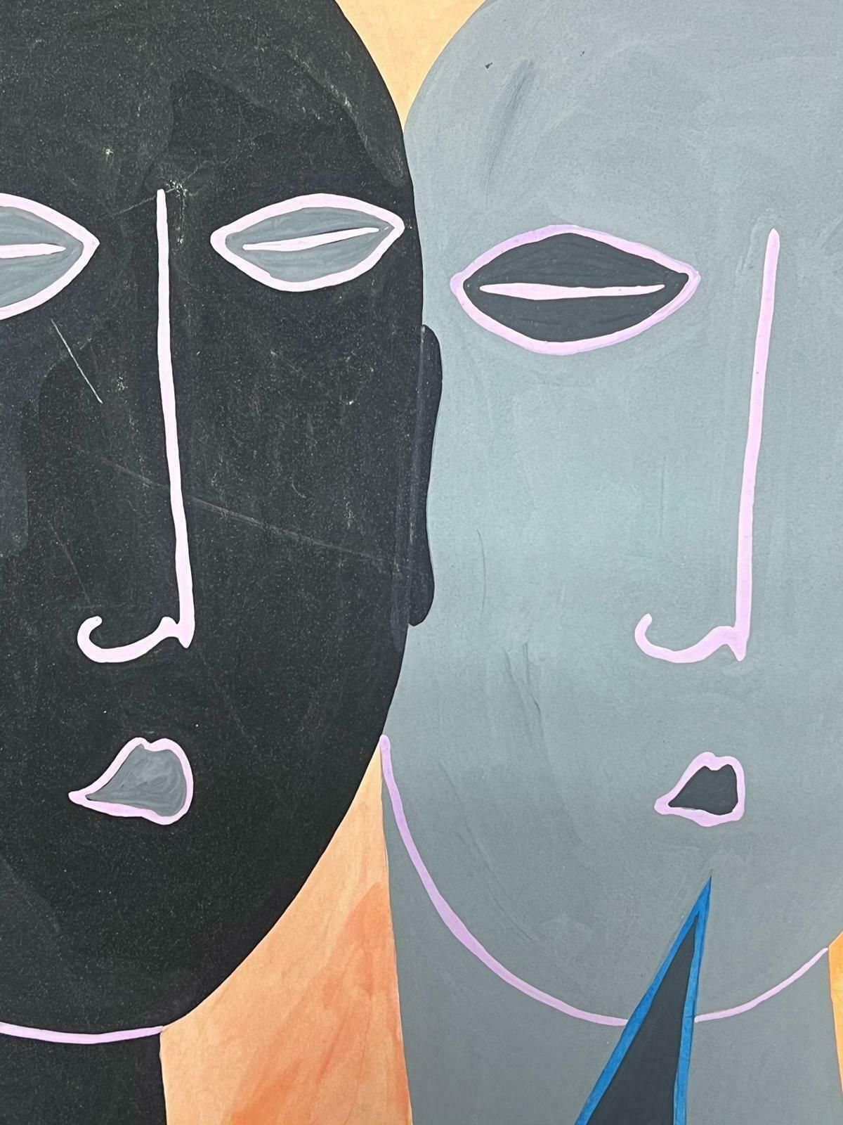 Sally Vaughancontemporary British Abstract Original Painting Surrealist Head Portraits1990 photo Art