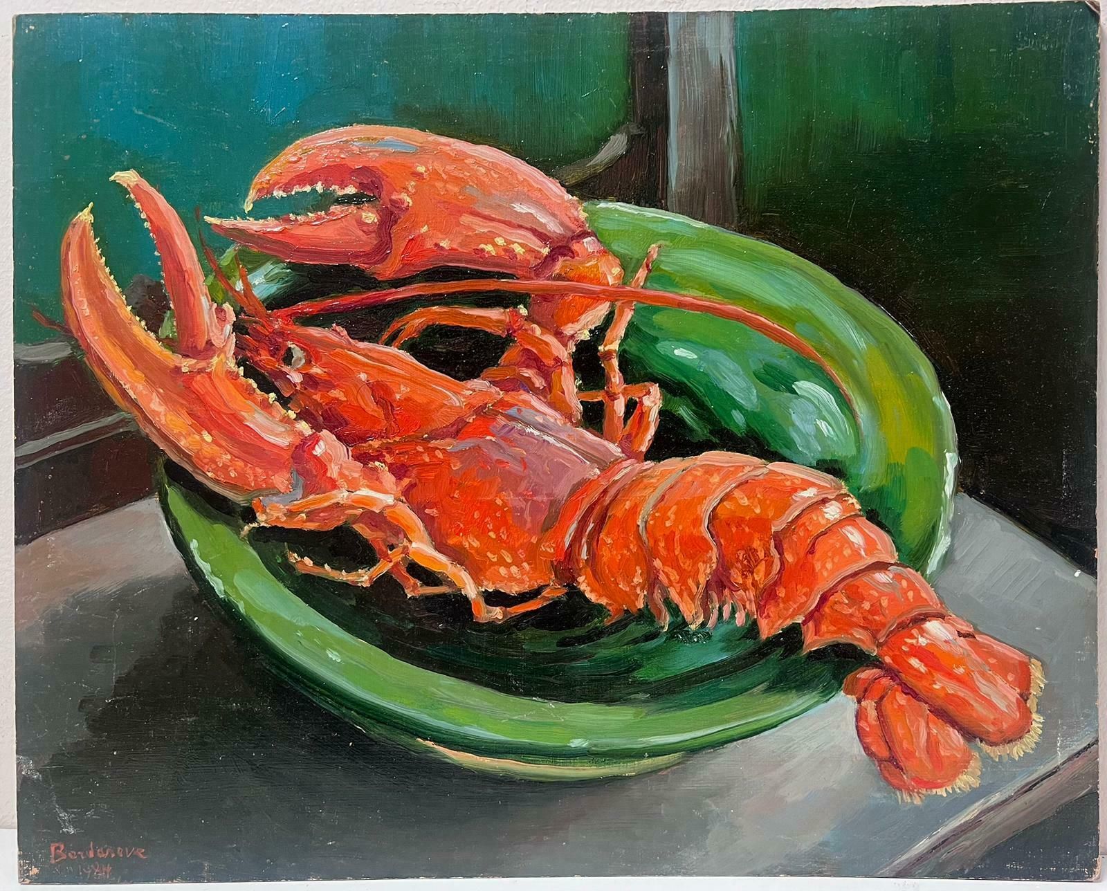 Georges Bordonovecontemporary French Impressionist Oil The Red Lobster On The Kitchen Table photo furniture