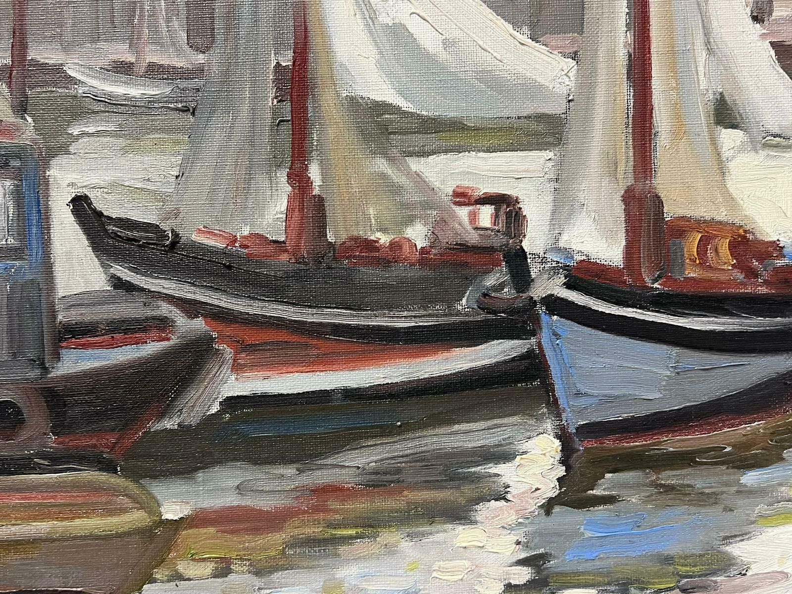 Georges Bordonovehonfleur Harbor With Boats 1970's French Impressionist Signed & Dated Oil photo buy